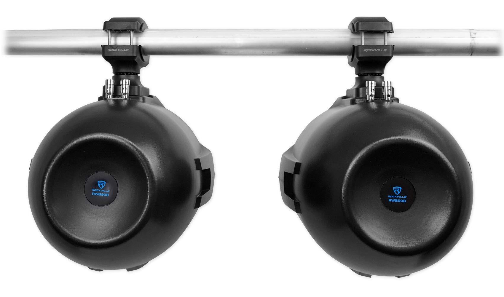 Rockville Rockville (4) RWB90B Black 8" 300w Marine Wakeboard 360 Swivel Tower Speakers