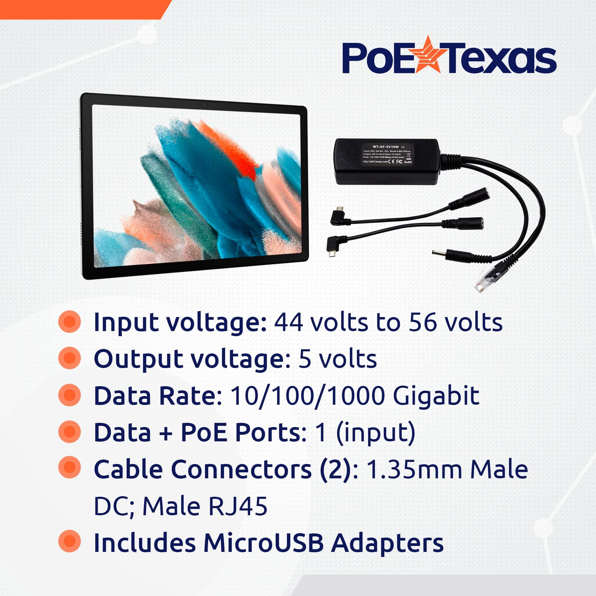 PoE Texas PoE Texas 802.3af Power Over Ethernet PoE Splitter + MicroUSB Connectors and PoE Injector - Single Port Power Over Ethernet Passive PoE Adapter