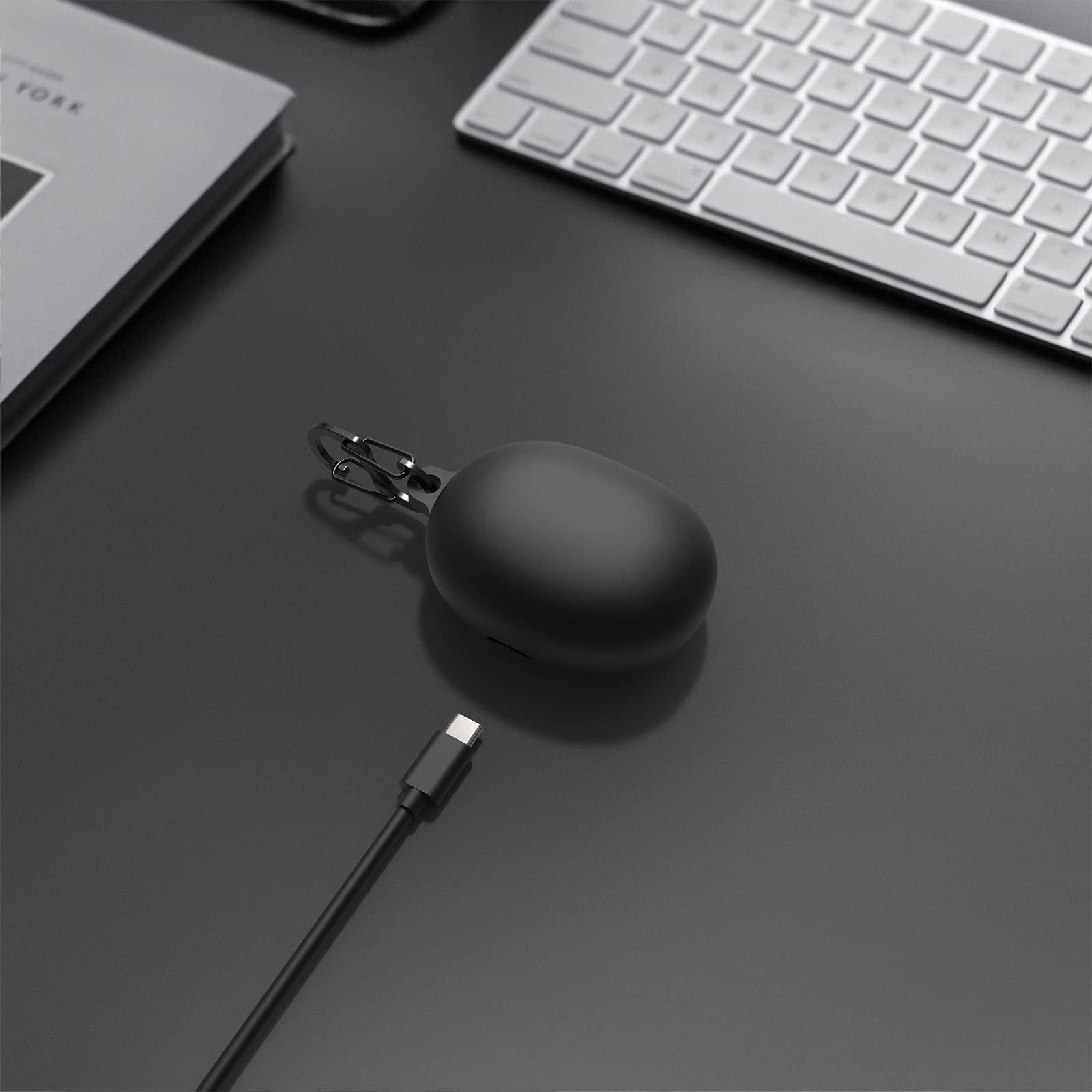 GEEKRIA Geekria Silicone Case Cover Compatible with Anker Soundcore Liberty 3 Pro True Wireless Earbuds, Earphones Skin Cover, Protective Carrying Case with Keychain Hook (Black)