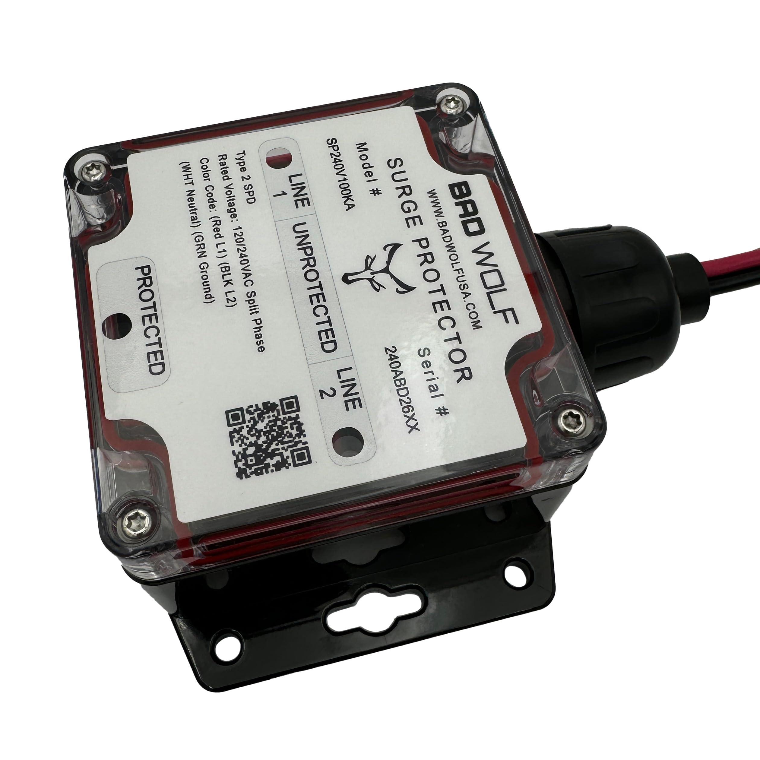 Bad Wolf 100kA Whole House Surge Protector with Overwatch, Split-Phase 240VAC Type 1 SPD