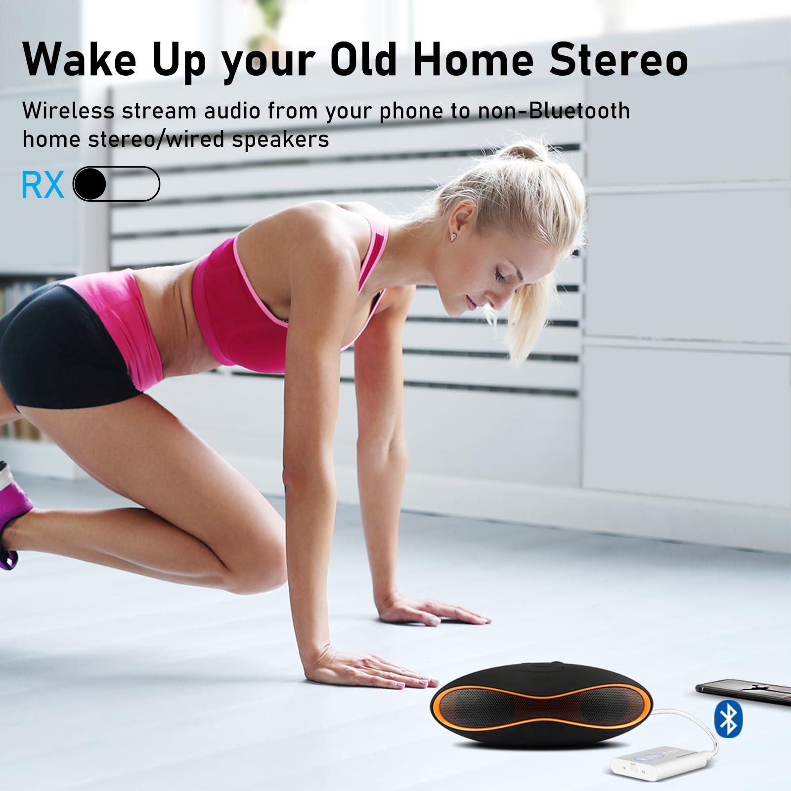 1Mii 1Mii Bluetooth 5.3 Transmitter Receiver for TV to Wireless Headphones, Dual Link AptX Adaptive/Low Latency/HD Audio, Aux Bluetooth Audio Receiver Adapter for Home Stereo, Airplane, Boat, Gym