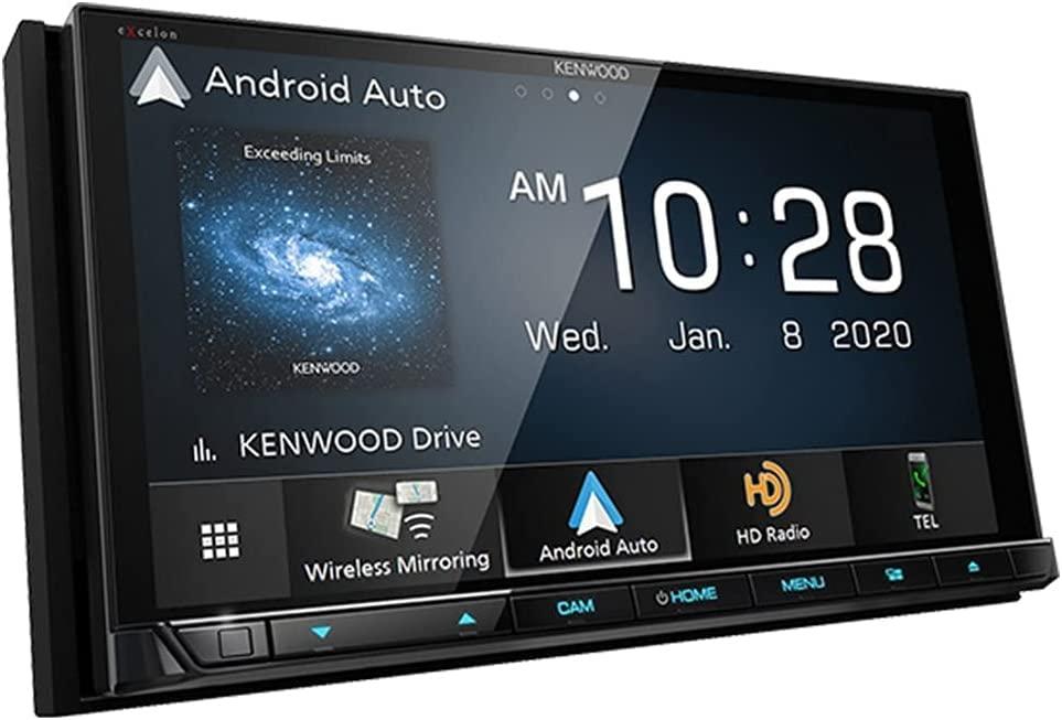 Kenwood KENWOOD DDX9707S 6.95" Capacitive Touch Screen DVD Multimedia Receiver with Apple CarPlay & Android Auto | Plus CMOS-230 Rearview Camera with Universal Mounting Hardware & Video Cable