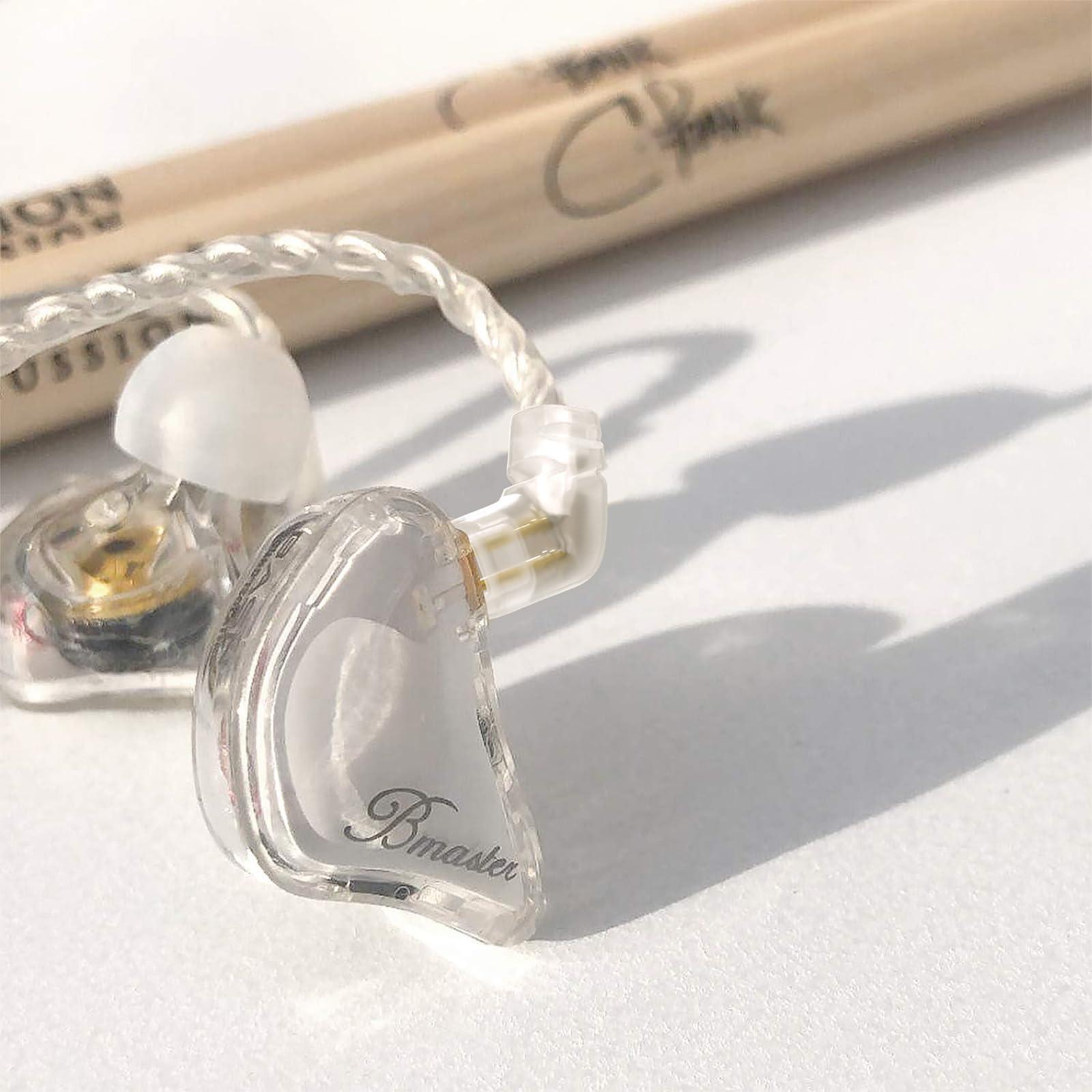 BASN BASN Bmaster 2-Pin Triple Drivers in Ear Monitor Headphone with Two Detachable Cables Fit in Ear Suitable for Audio Engineer, Musician (White)