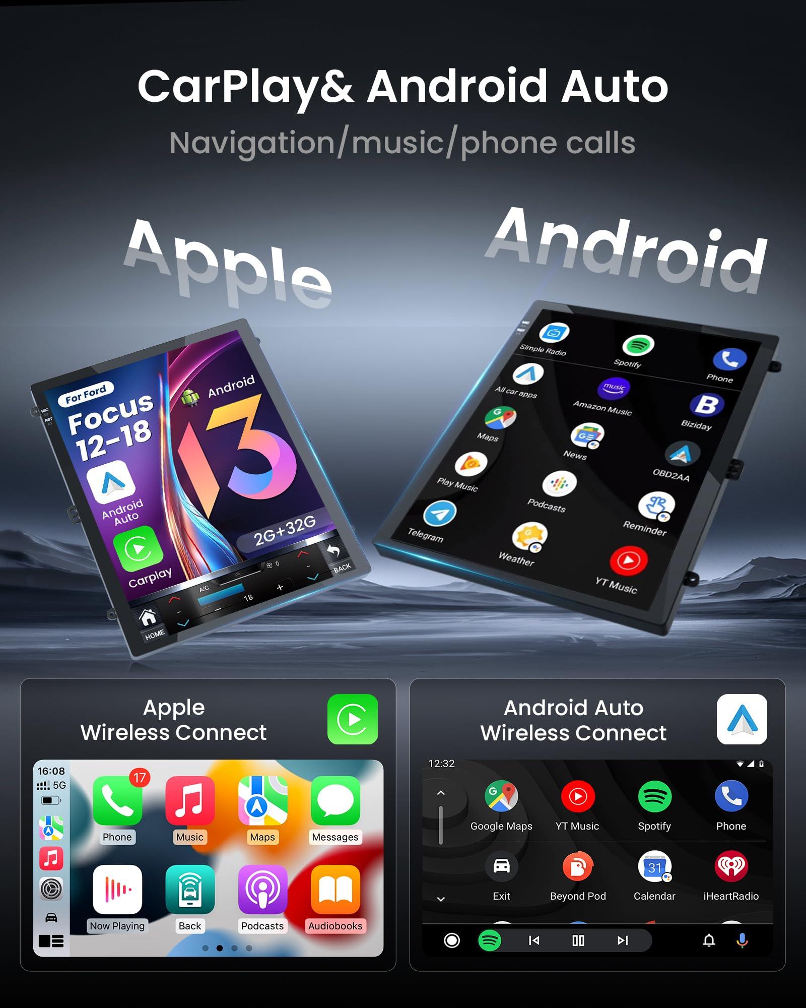 Fortdows 10.4 inches Android12(2+32GB) Car Stereo Ford Focus Car Stereo Radio Upgrade 2012-2018 with Touch Screen 1024 * 768 DSP Auto Stereo Radio with GPS Bluetooth WiFi, Backup Camera