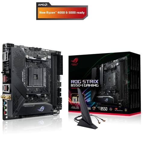ASUS ASUS ROG Strix B550-I Gaming AMD AM4 (3rd Gen Ryzen™) Mini-ITX SFF Gaming Motherboard (PCIe 4.0, WiFi 6, 2.5Gb LAN, DDR4 5100+ (O.C.), Front USB 3.2 Gen 2 Type-C, Addressable Gen 2 RGB and Aura Sync)