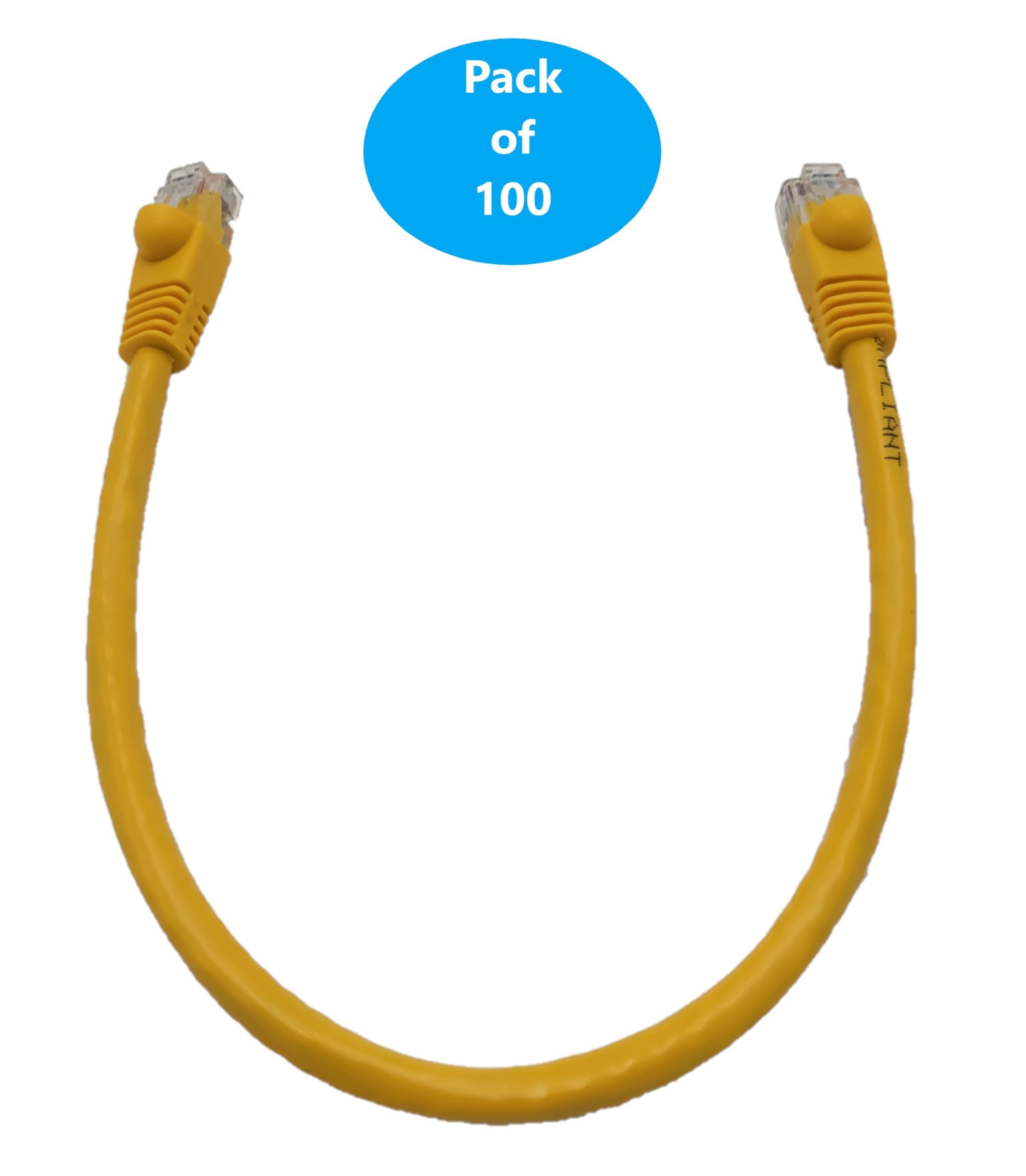 Micro Connectors, Inc. 1 Foot Cat6 Molded Snagless RJ45 UTP Networking Patch Cable 100-Pack (Yellow)
