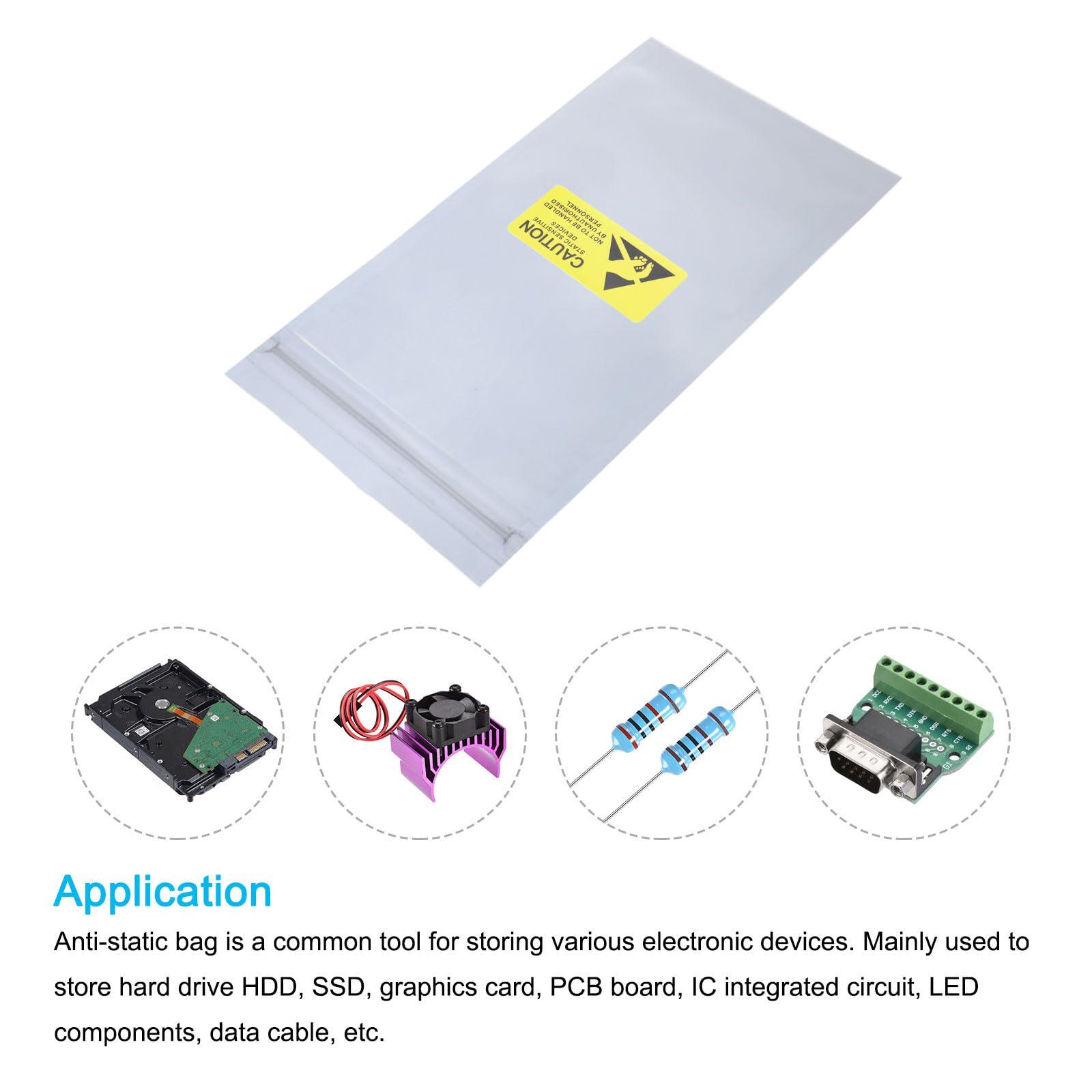 MECCANIXITY MECCANIXITY Anti Static Bags Shielding Bag 50pcs 4x8inch(10x20cm) Resealable with Labels for Hard Drive HDD SSD PCB Board