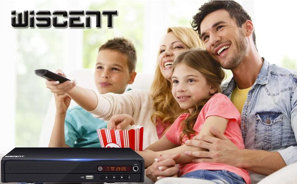 WISCENT Compact DVD Player for TV, HDMI DVD Player,Multi-Region Free, with HDMI/AV/USB/MIC,Full HD Picture Quality,Anti-Skip,No Picture Freeze,Noise Cancellation(not Blu-ray DVD Player)