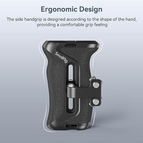 SMALLRIG SmallRig Aluminum Side Handle for Camera Cages, Universal Ergonomic Side Handgrip with Bulit-in 1/4\"-20 Locating Hole, Strap Hole, Cold Shoe, 36mm Up/Down Adjustable - 4015