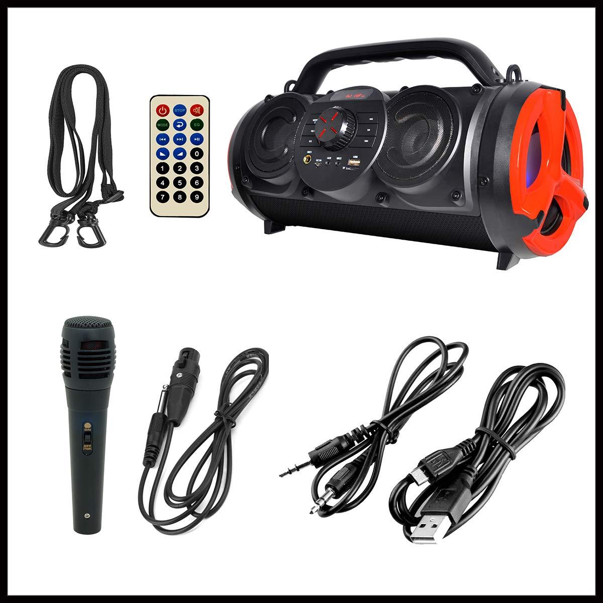 Boytone Boytone, Portable Bluetooth Boombox Speaker, Indoor/Outdoor, 25W, Loud Sound, Deeper Bass, 5\" Subwoofer, 3.25 Tweeter, FM, USB, Micro SD, Microphone, DC 5V to USB Charging Connector Cable (BT-18RD)