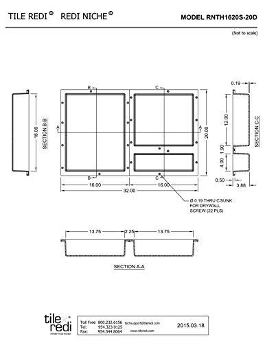 Tile Redi USA Redi Niche Triple Niche Recessed Shower Shelf- Black, Three Inner Shelves , 32-Inch Width x 20-Inch Height x 4-Inch Depth