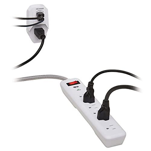 Tripp Lite Tripp Lite Surge Protector Power Strip 7-Outlet with 2 USB Ports 6ft Cord White (TLP616USB)
