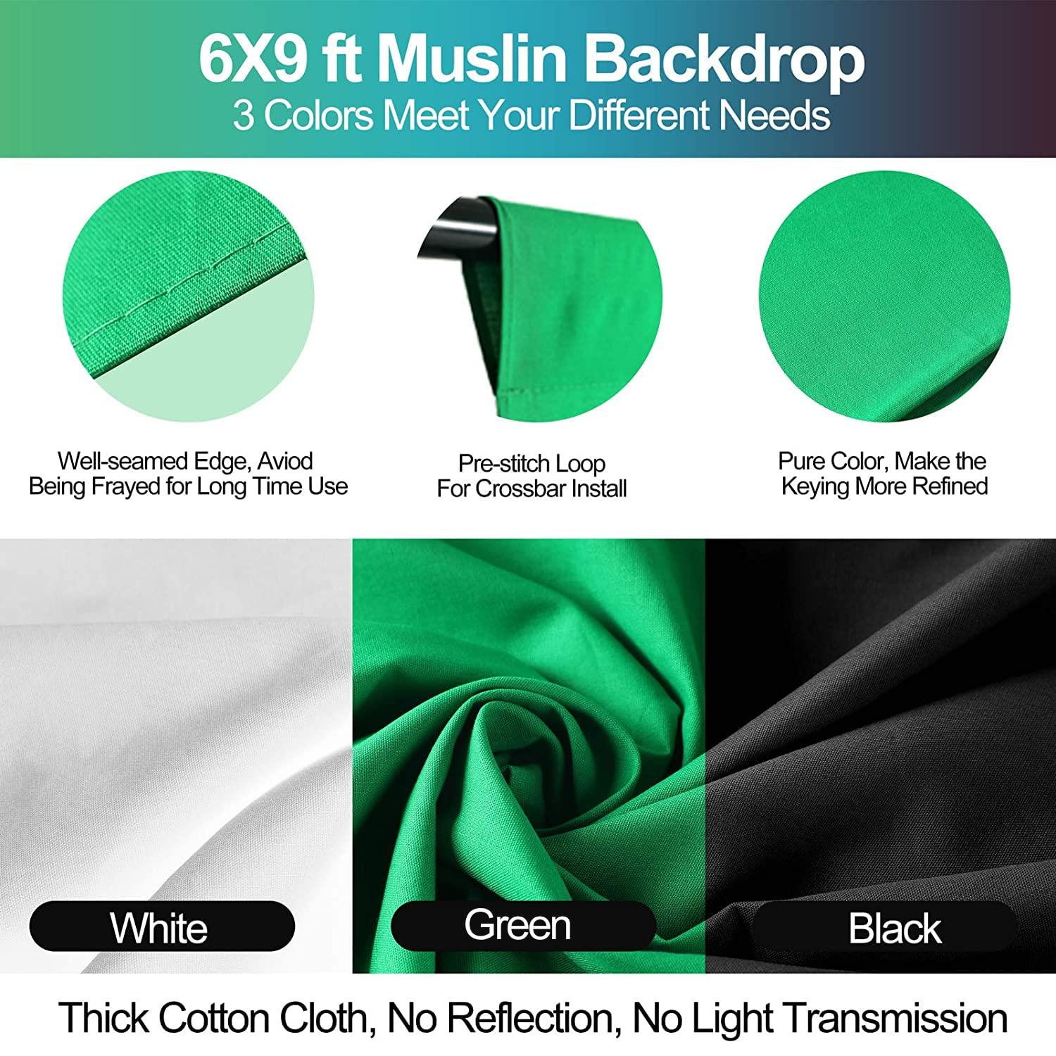 EMART EMART 8.5 x 10 ft Backdrop Support System, Photography Video Studio Lighting Kit Umbrella Softbox Set with 4X 105W & 4X 45W CFL Bulb Continuous Lighting for Photo Studio, Portrait and Video Shooting