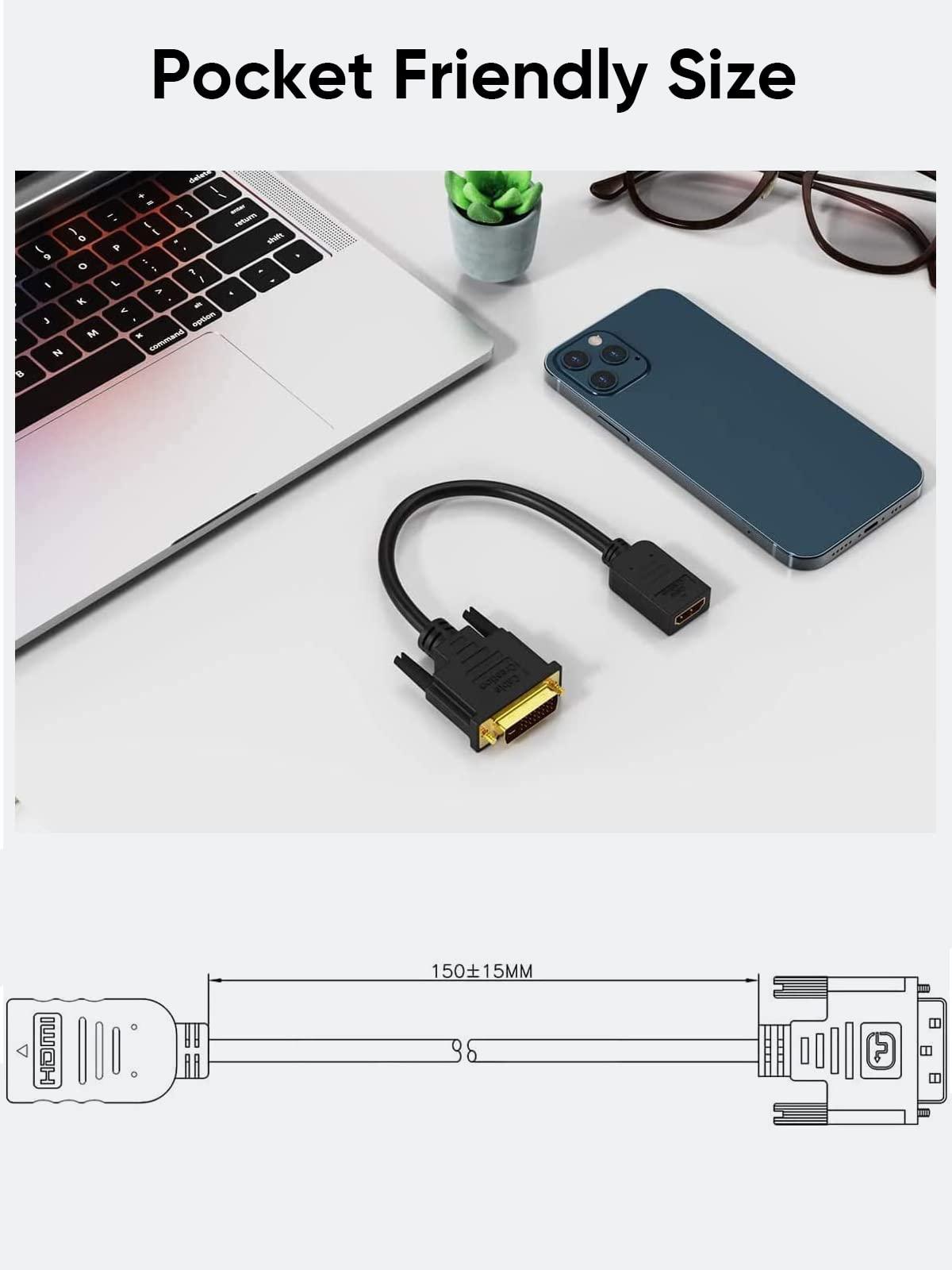 CableCreation CableCreation HDMI Male to DVI Female 0.5ft [10 Pack], Bi-Directional HDMI Male to DVI-I (24+5) Female Adapter, for PC, TV, TV Box, PS5, Blue-ray, Xbox,Switch