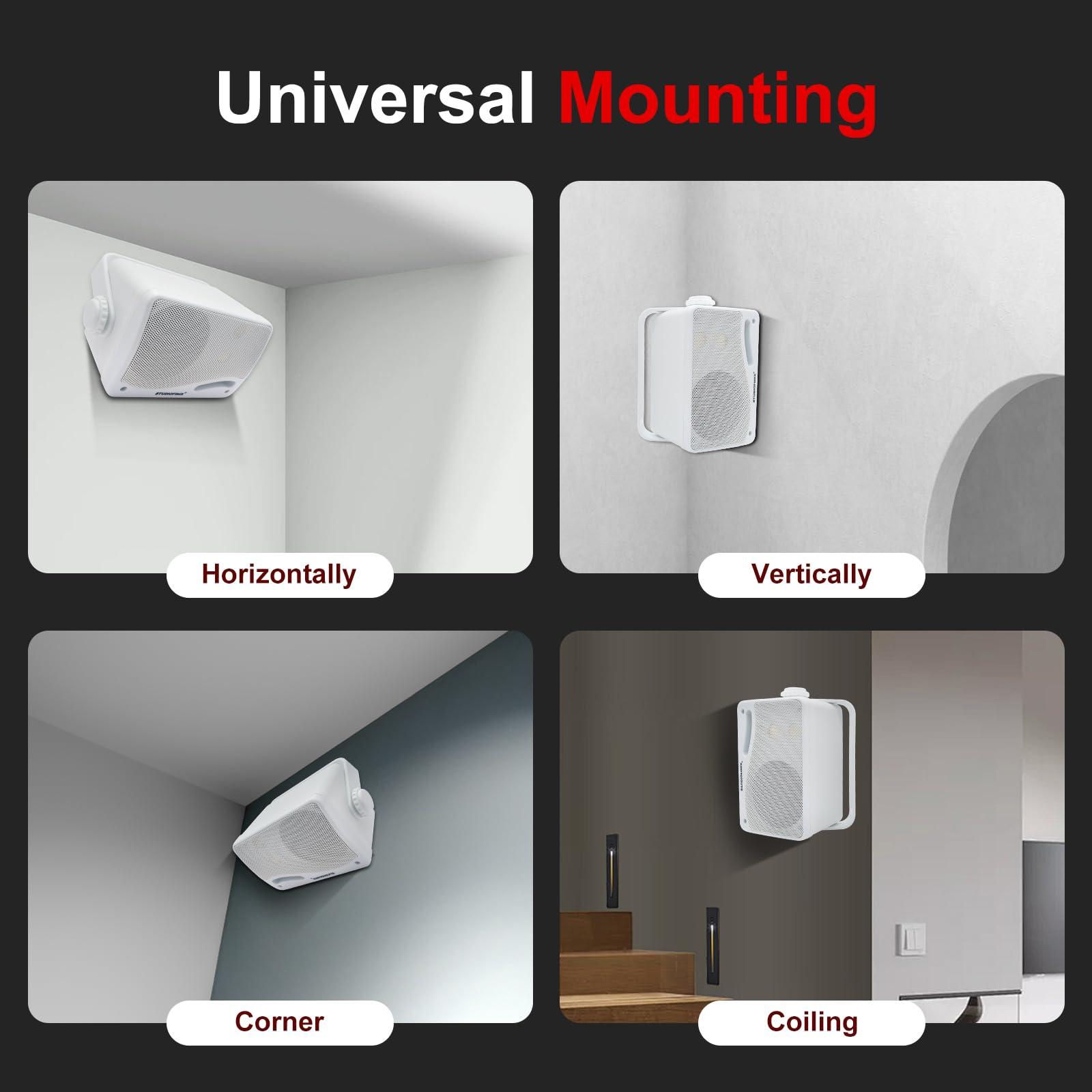 STUDIOFINIX STUDIOFINIX 3.5 Inch Outdoor Bluetooth Speakers Waterproof Wired,3 Way 200W Upgrade Premium Wall Mount Speakers,Ideal use in Patio,Deck, Indoor OutdoorWhite