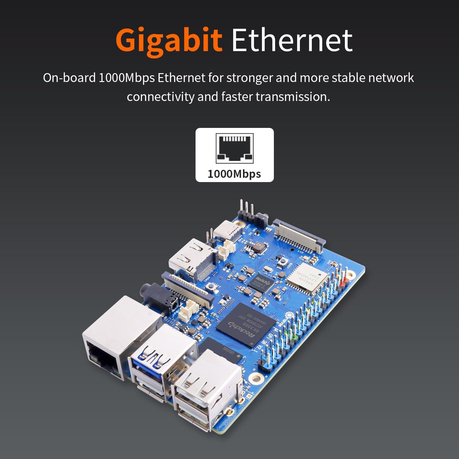 Orange Pi Orange Pi 3B 2GB LPDDR4/4X Rockchip RK3566 Quad-Core 64-Bit Single Board Computer with eMMC Socket, Support WiFi 5 and Bluetooth, Development Board Run Android/Ubuntu/Debian (Pi 3B 4GB+Power Supply)