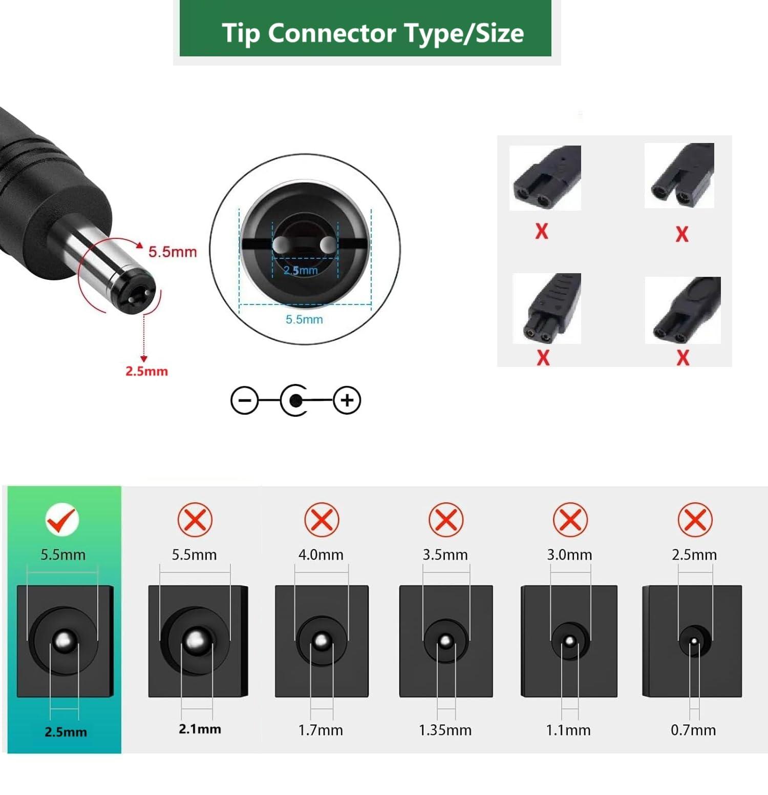 JOVNO 5V 1A DC Power Supply, AC to DC 5Volt 1Amp 0.8A 0.5A 450mA Power Adapter Cord with 5.5x2.5mm Barrel Tip