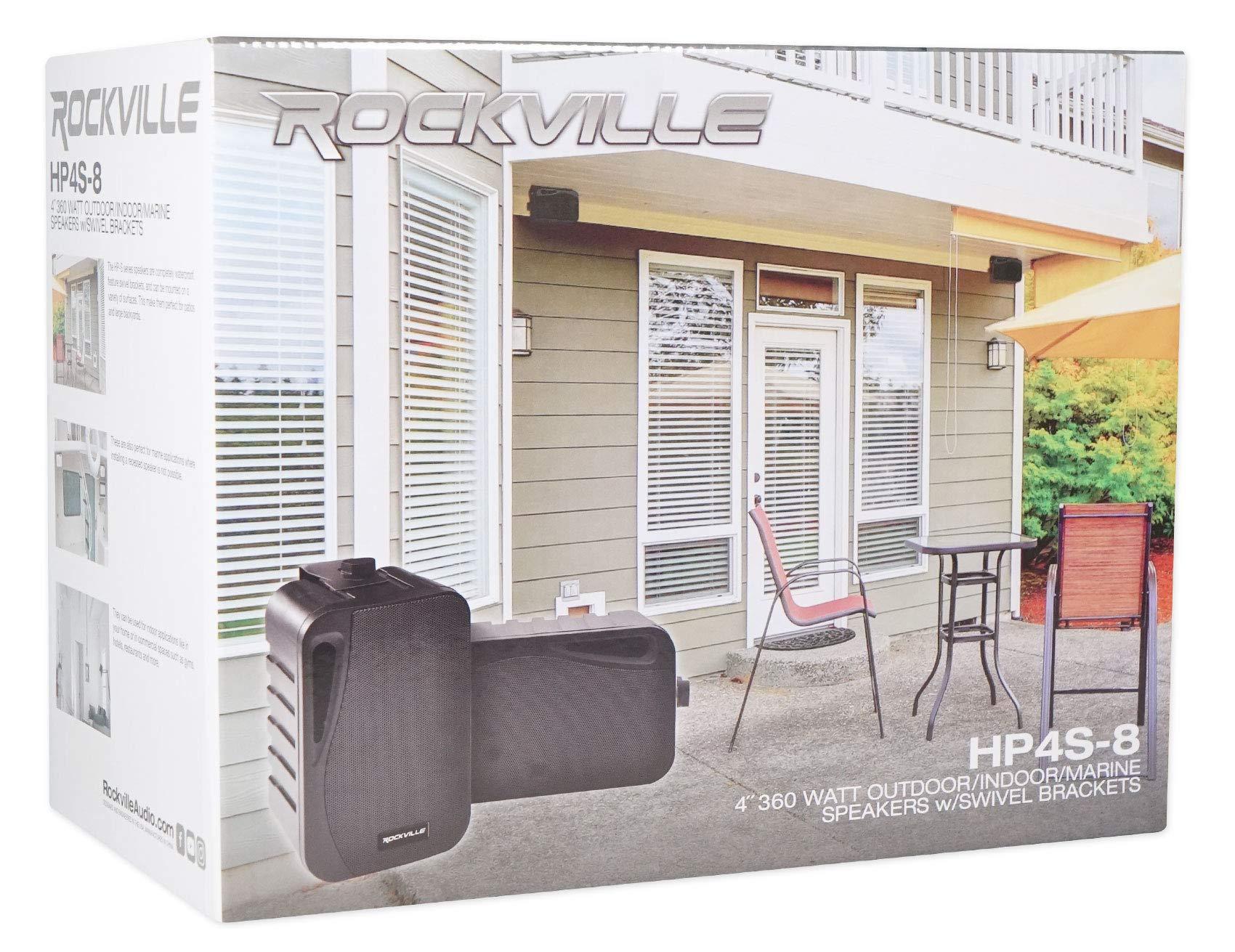 Rockville 2 RockvilIe HP4S-8 Black 4\" Outdoor Patio Backyard Garden Swivel Speakers
