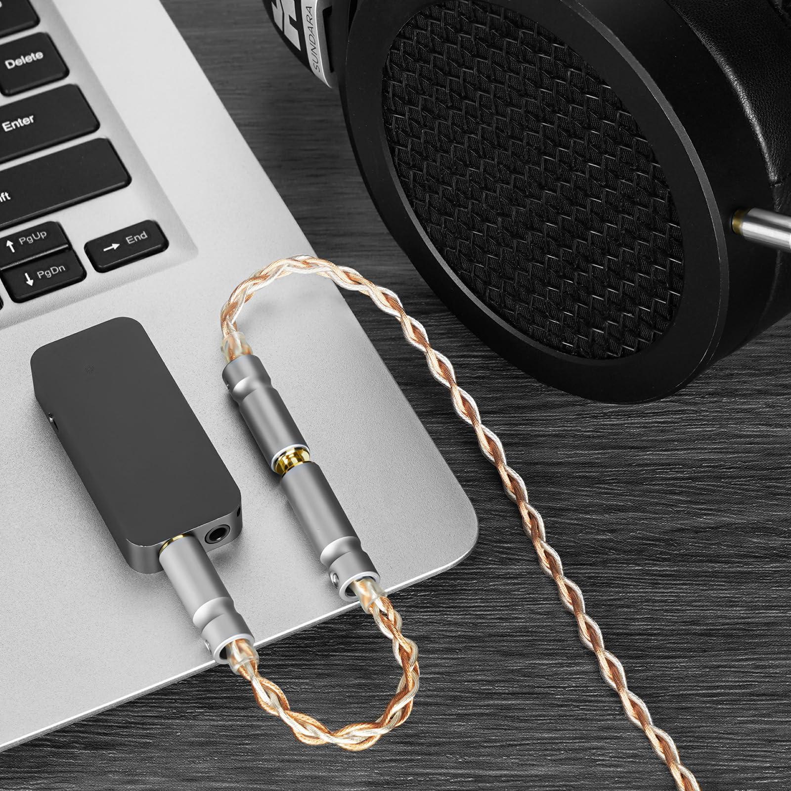 GEEKRIA Geekria 4.4MM Balanced Male to 3.5MM Balanced Female Headphones Plug Adapter, Copper and Silverplated Upgrade Conversion Audio Dongle Plug (0.5ft)