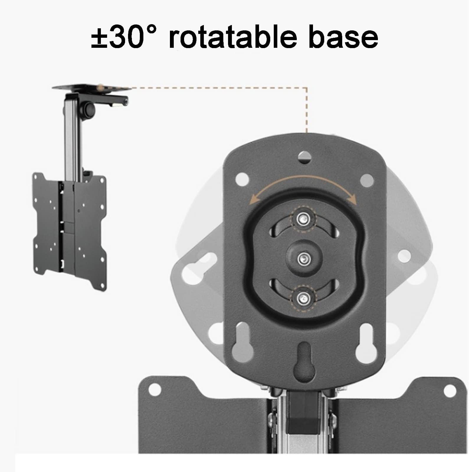 THEGA Adjustable Ceiling TV Mount Bracket - Ceiling TV Mount Bracket, 0-90 Flip Down TV/Monitor Bracket, 30 Left/Right Rotation, Fits 17-37 Inch TVs, Max VESA 200x200mm