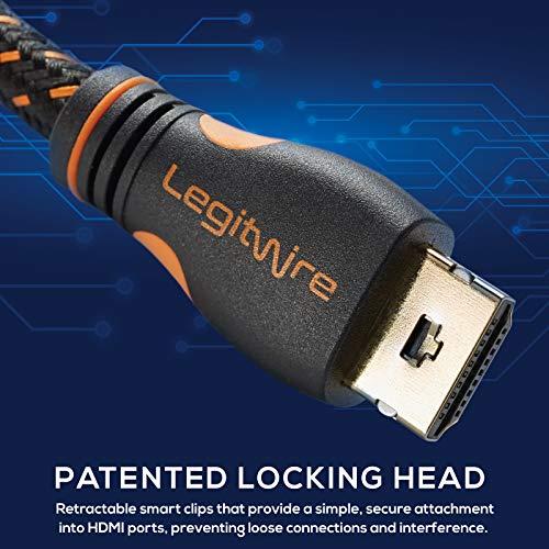 LegitWire LegitWire 10 ft 4K High Speed HDMI Cable - 18Gbps HDMI 2.0 (4K @ 60hz HDR UHD 4:4:4 Chroma) - Ethernet - Locking Head - Deep Color Ultra HD with ARC, 3D, HDCP 2.2, 28AWG, Gold Plated