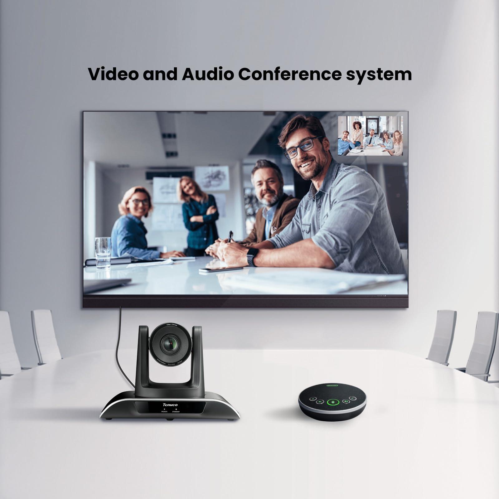 TONGVEO TONGVEO All-in-One Conference Room Video Camera System Bundle HD 1080P 60fps 3X Optical Zoom USB3.0 HDMI PTZ Camera and Bluetooth Conference Speakerphone with Microphones