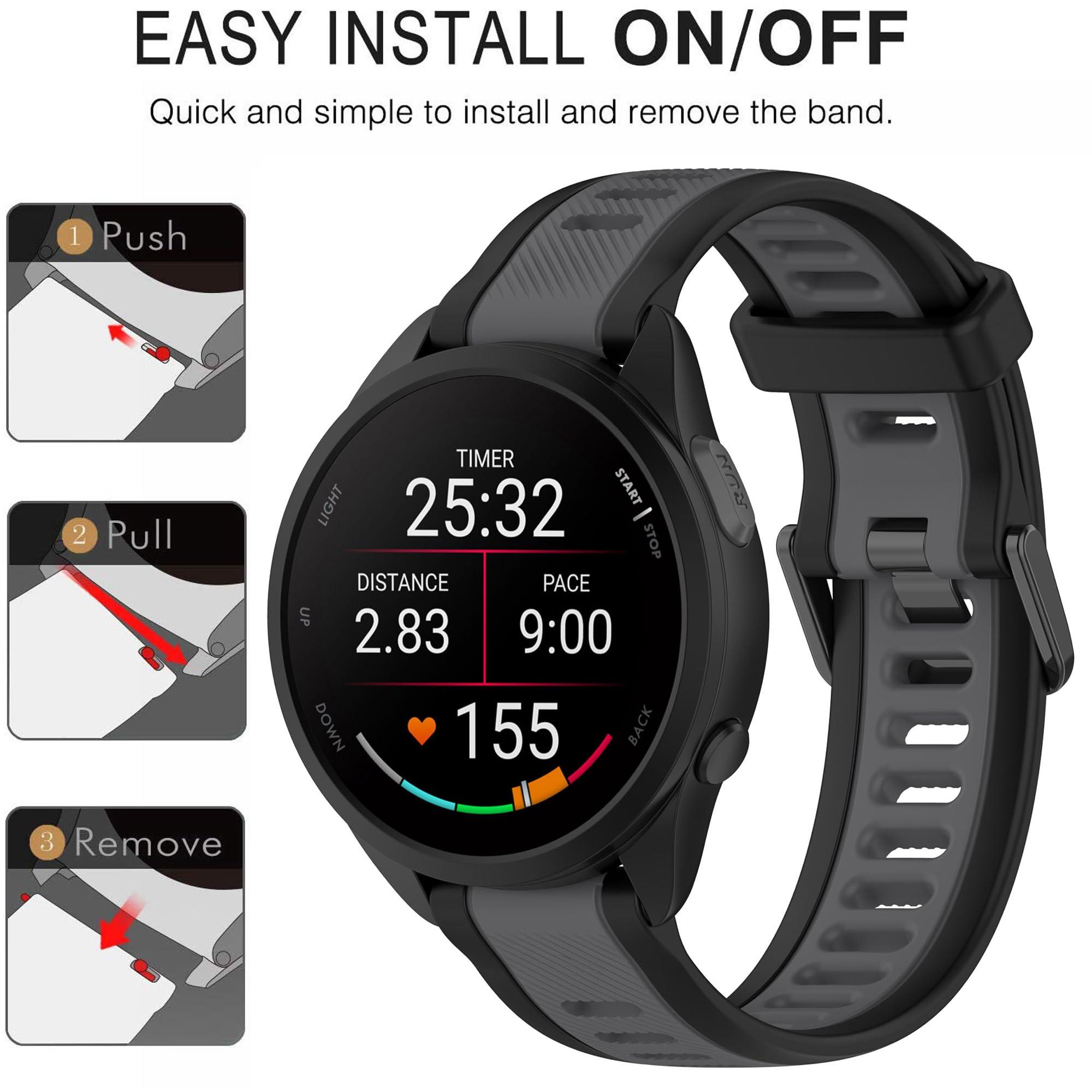 QGHXO Band for Garmin Forerunner 165, Soft Silicone Replacement Band for Garmin Forerunner 165 Music (No Tracker)