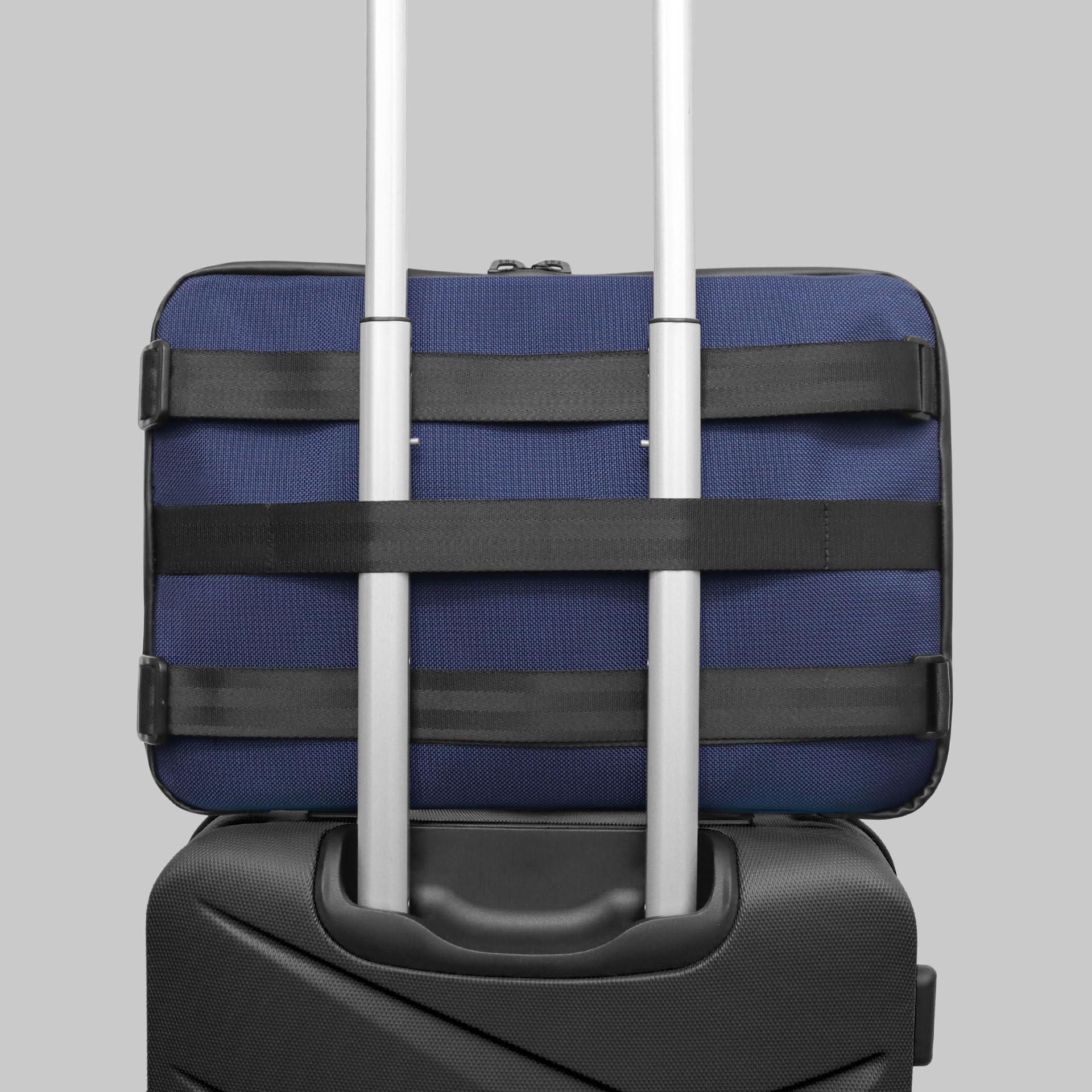 The Frenchie Co. The Frenchie Co. Speed Briefcase | Ultra Navy |Work & Travel Computer Briefcase with Collapsible Laptop Stand | Carry it like a backpack or brief | 15.6in computer |Ballistic Nylon & Italian Leather