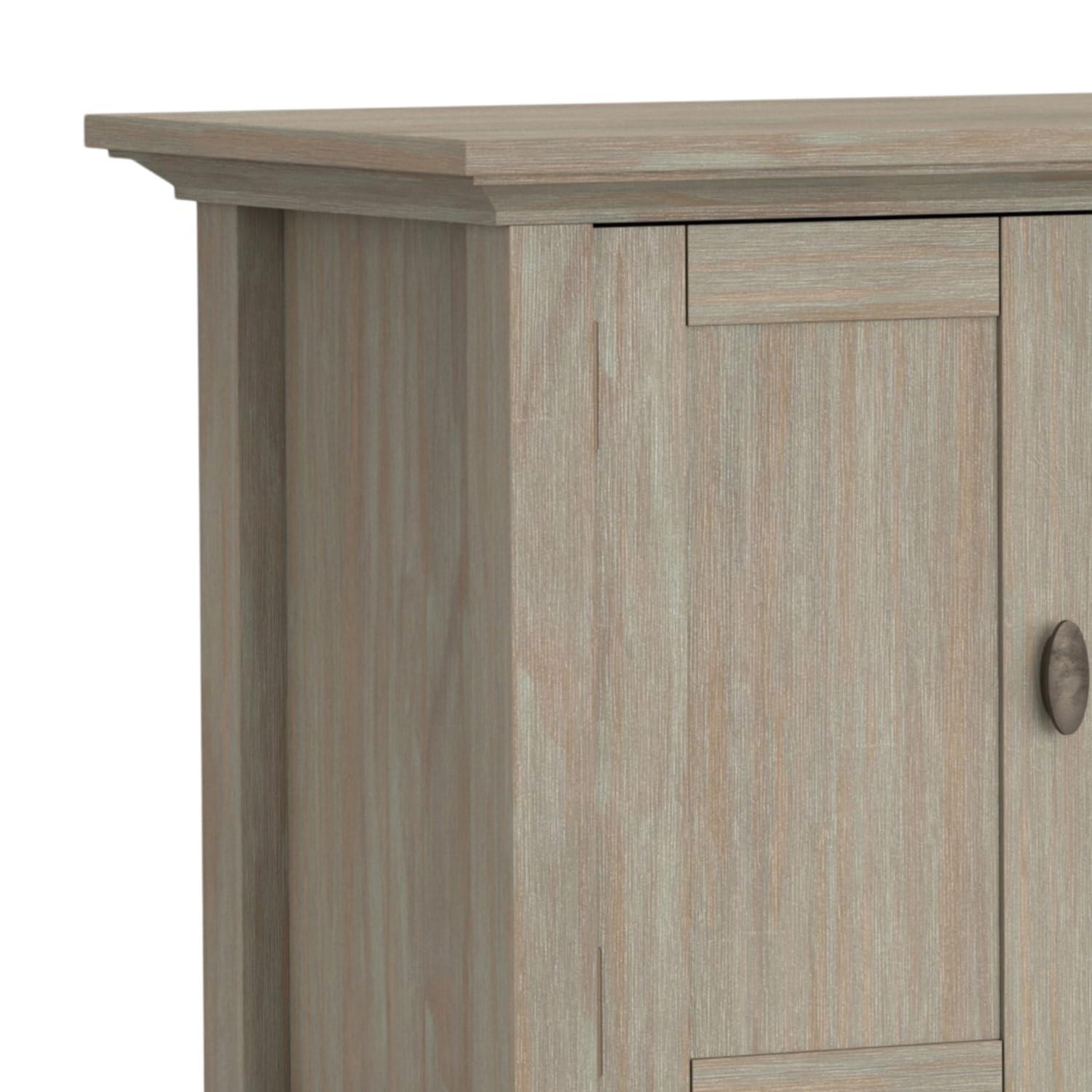 SIMPLIHOME SIMPLIHOME Redmond SOLID WOOD Universal TV Media Stand, 72 inch Wide, Transitional, Living Room Entertainment Center with Storage, for Flat Screen TVs up to 80 inches in Distressed Grey