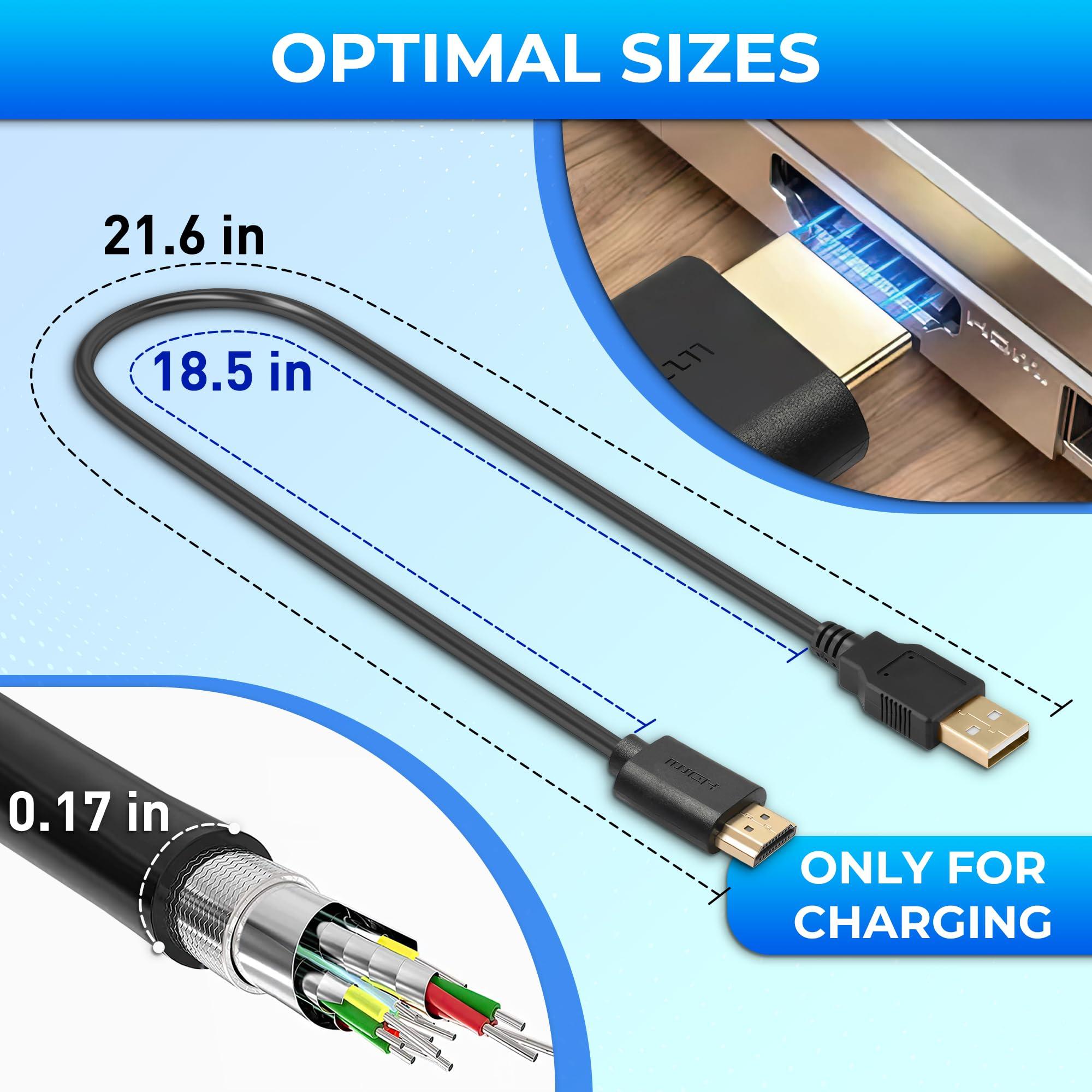 PIKTIME HDMI to USB Cable For Charging - 0.5m/1.64ft USB to HDMI Cable USB A to HDMI 2.0 Cable HDMI to USB Adapter HDMI USB Cable For Charge HDMI to USB Cord - USB Male to HDMI Male HDMI Cable to USB 2.0
