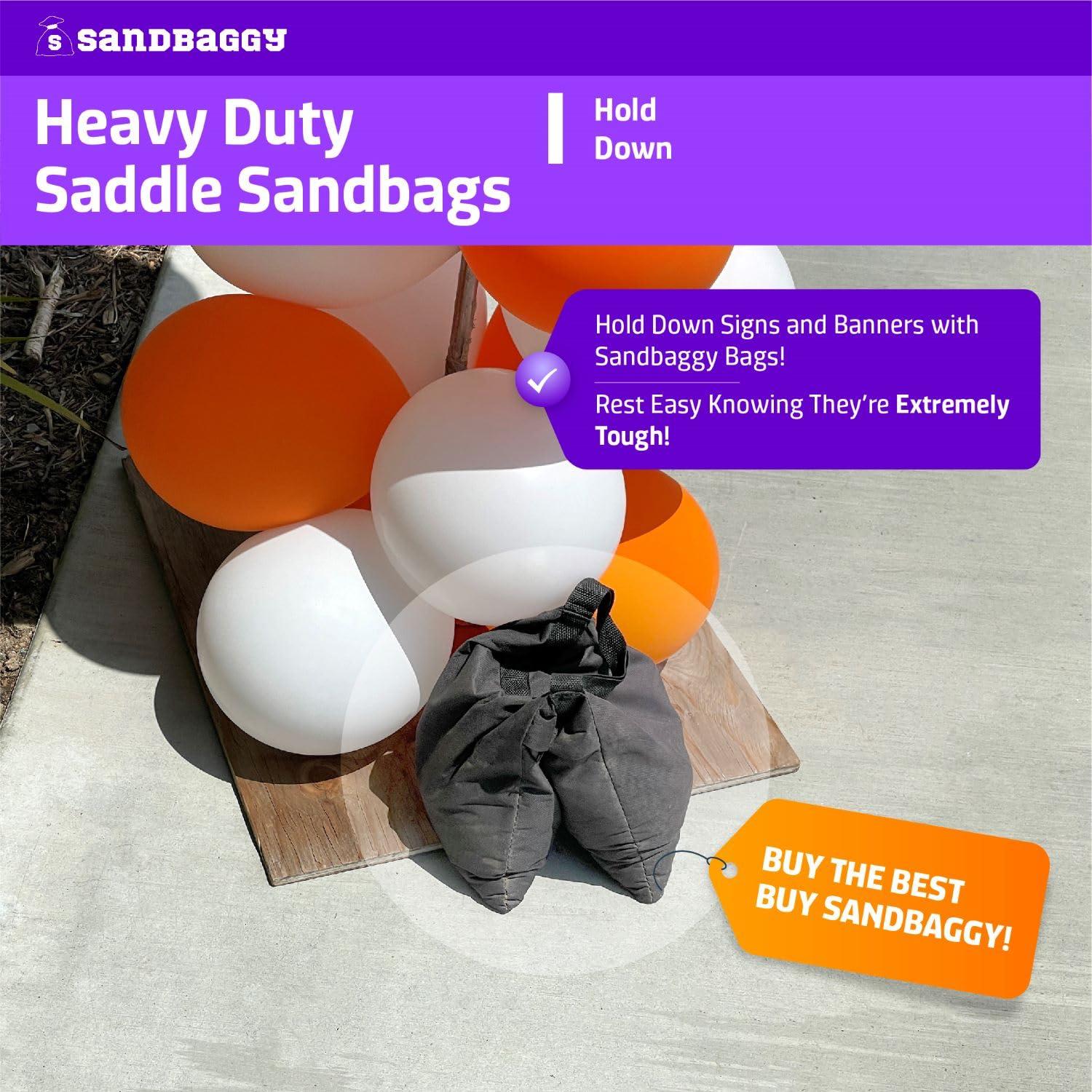 Sandbaggy Saddle Sandbags (Black) - Comes Pre Filled with 15 lbs. of Sand (25 lb. Weight Capacity) - Weights for Photography, Tents, Outdoor Equipment (1 Bag)