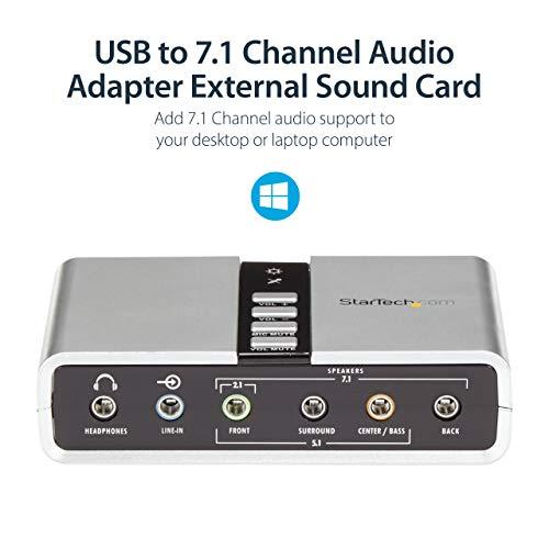 StarTech StarTech.com 7.1 USB Sound Card - External Sound Card for Laptop with SPDIF Digital Audio - Sound Card for PC - Silver (ICUSBAUDIO7D)