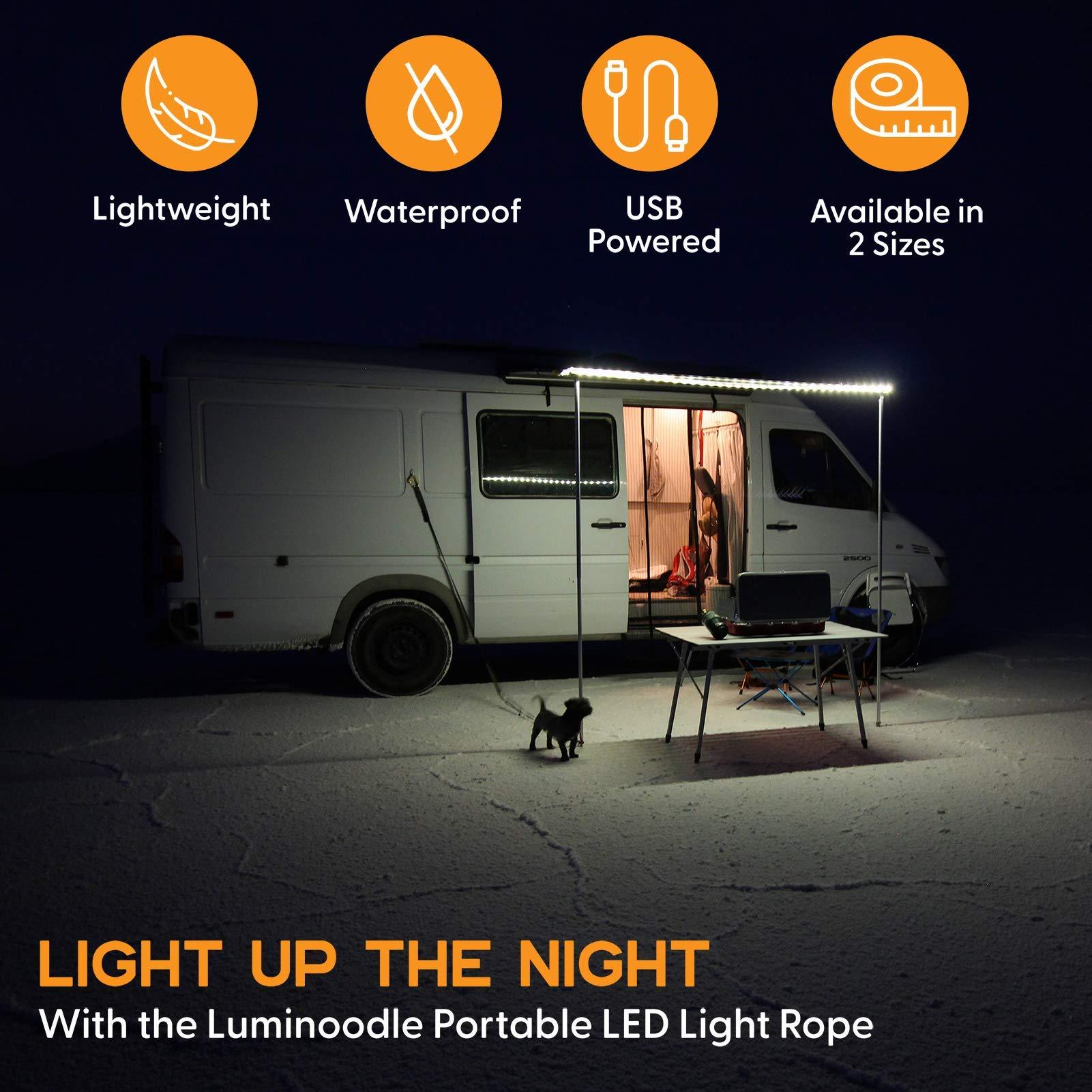 Power Practical Luminoodle XL PLus - The Original Portable LED Light Rope with USB Power Bank - 10 ft USB Waterproof String Lights - Rechargeable LED Lantern Kit