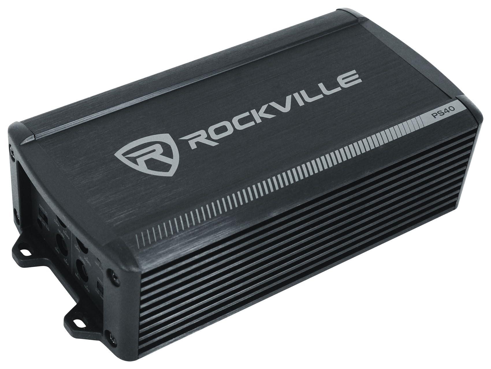 Rockville Rockville (4) 6.5" LED Silver Tower Speakers+PS40 Bluetooth Amp for ATV/UTV/RZR