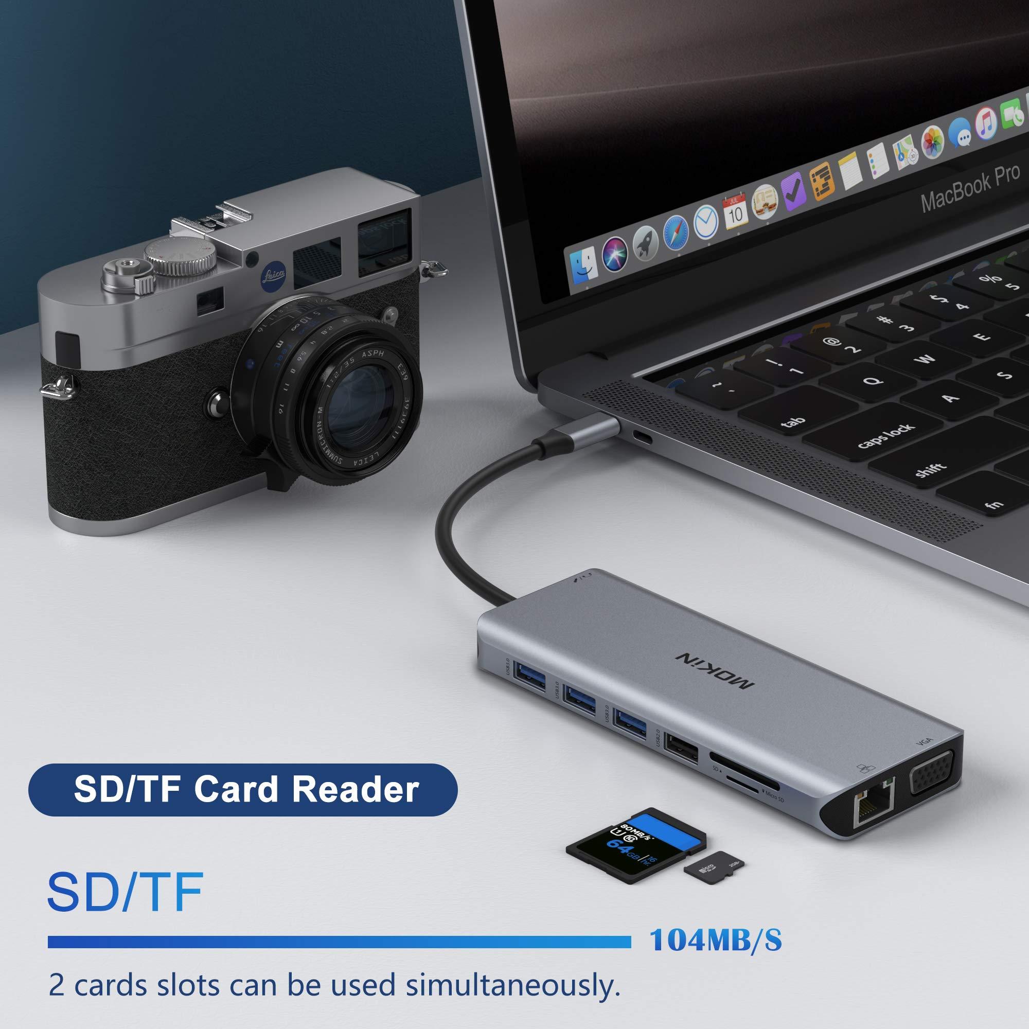 MOKiN USB C Docking Station Dual Monitors 13 in 1 Triple Display USB C Hub for Windows with Dual HDMI 4K, DP, PD Charger, Gigabit Ethernet, 5 USB Ports, SD/TF Card Reader, Mic/Audio for Lenovo HP Dell XPS