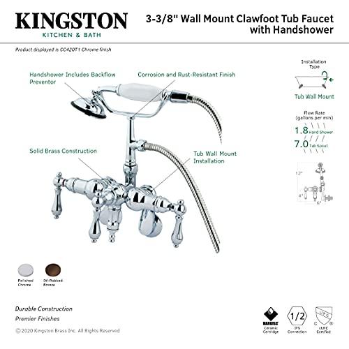 Kingston Brass Kingston Brass CC419T5 Vintage Clawfoot Tub Faucet, 3-3/8-Inch to 9-Inch Adjustable Spread, Oil Rubbed Bronze