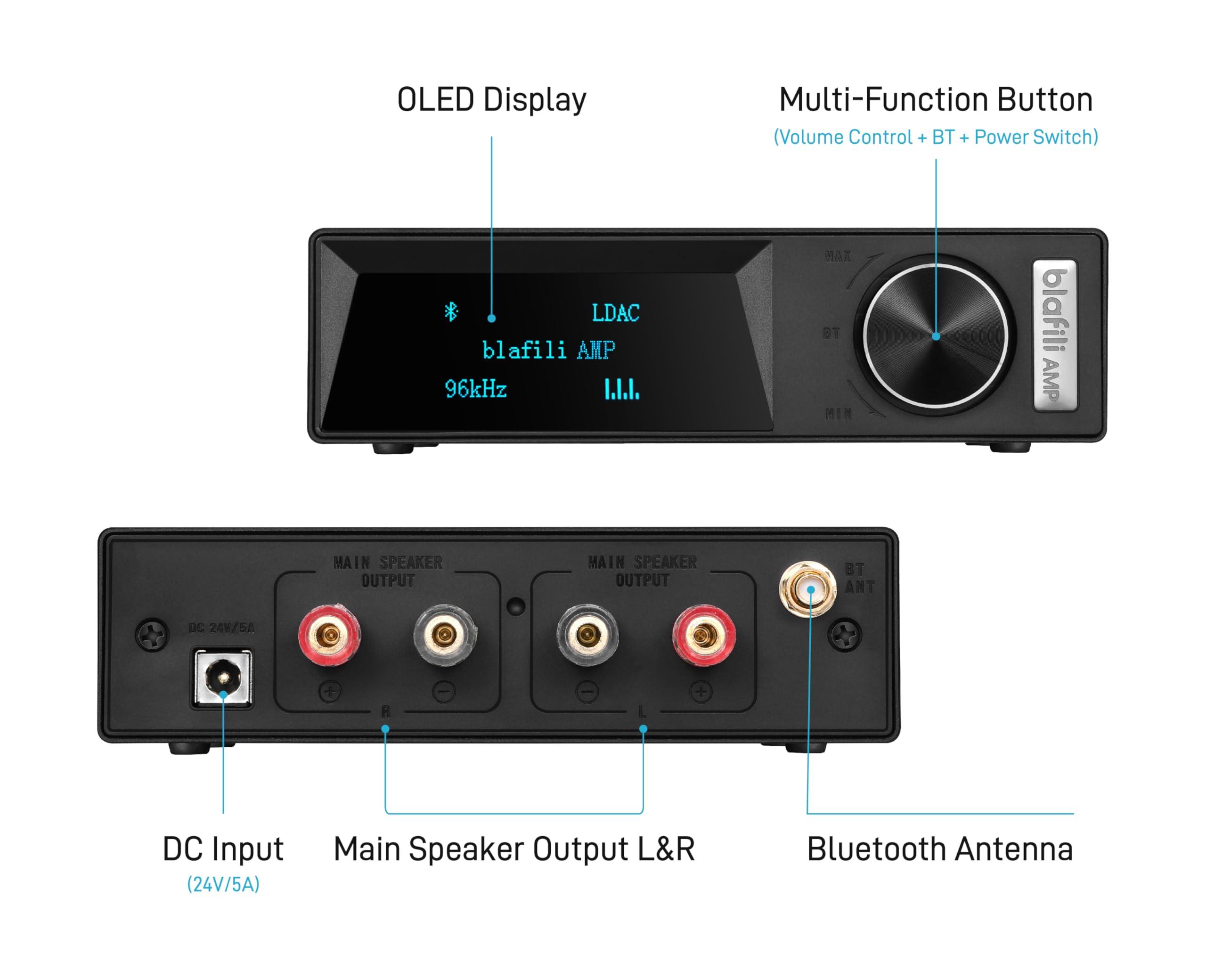 blafili blafili AMP Bluetooth 5.4 Audio Amplifier, LDAC aptX HD aptX Adaptive aptX Lossless, TPA3255 Class D, 100 Watts for Passive Speakers US Power Adapter ONLY