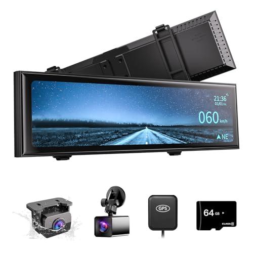 AKEEYO Super Night Vision Rear View Mirror Camera with F1.0 Aperture LensAI Vision RadarBSD HDR/WDRTouch Screen Smart Mirror Dash Cam, Free 32GB Card & GPS,12\" Backup Camera AKEEYO NV-X