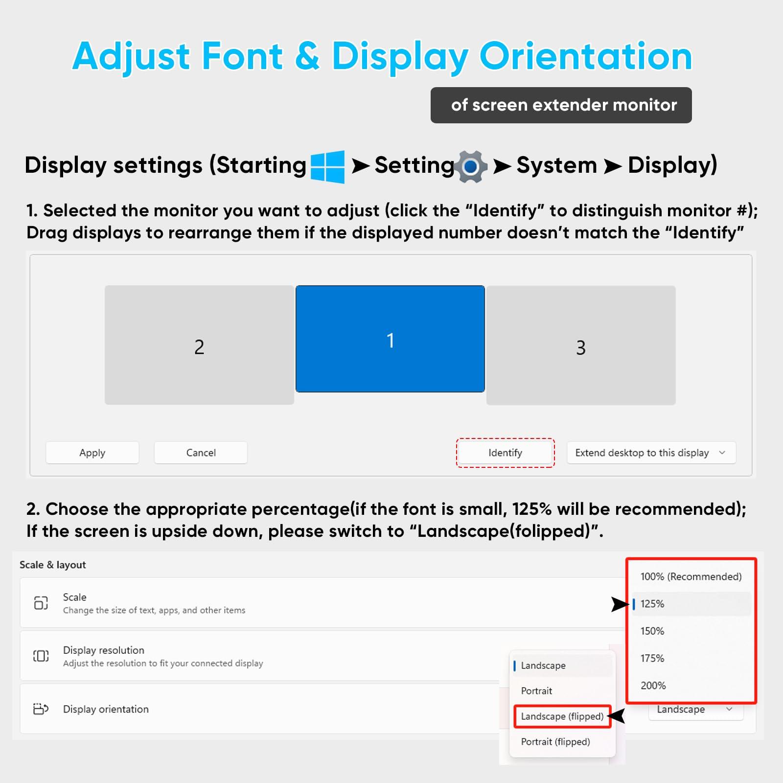LXU Laptop Screen Extender, 15.6" FHD 1080P Laptop Monitor Extender, Dual/Triple Monitor Display, Portable Monitor for Laptops 12~18.5 Inch with HDMI, 360 Flip, Plug & Play for Windows/Mac//Switch/PS4