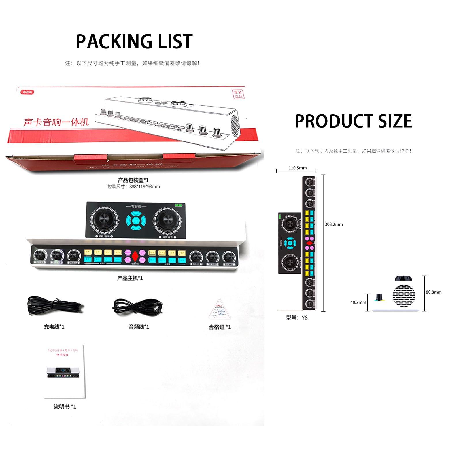 Generic Generic Buguniao Y6 Live Singing Sound Card Sound Machine Indoor Outdoor Karaoke Wireless Bluetooth Speaker Sound Card Connects to Computer Cell Phone for Live Streaming, white