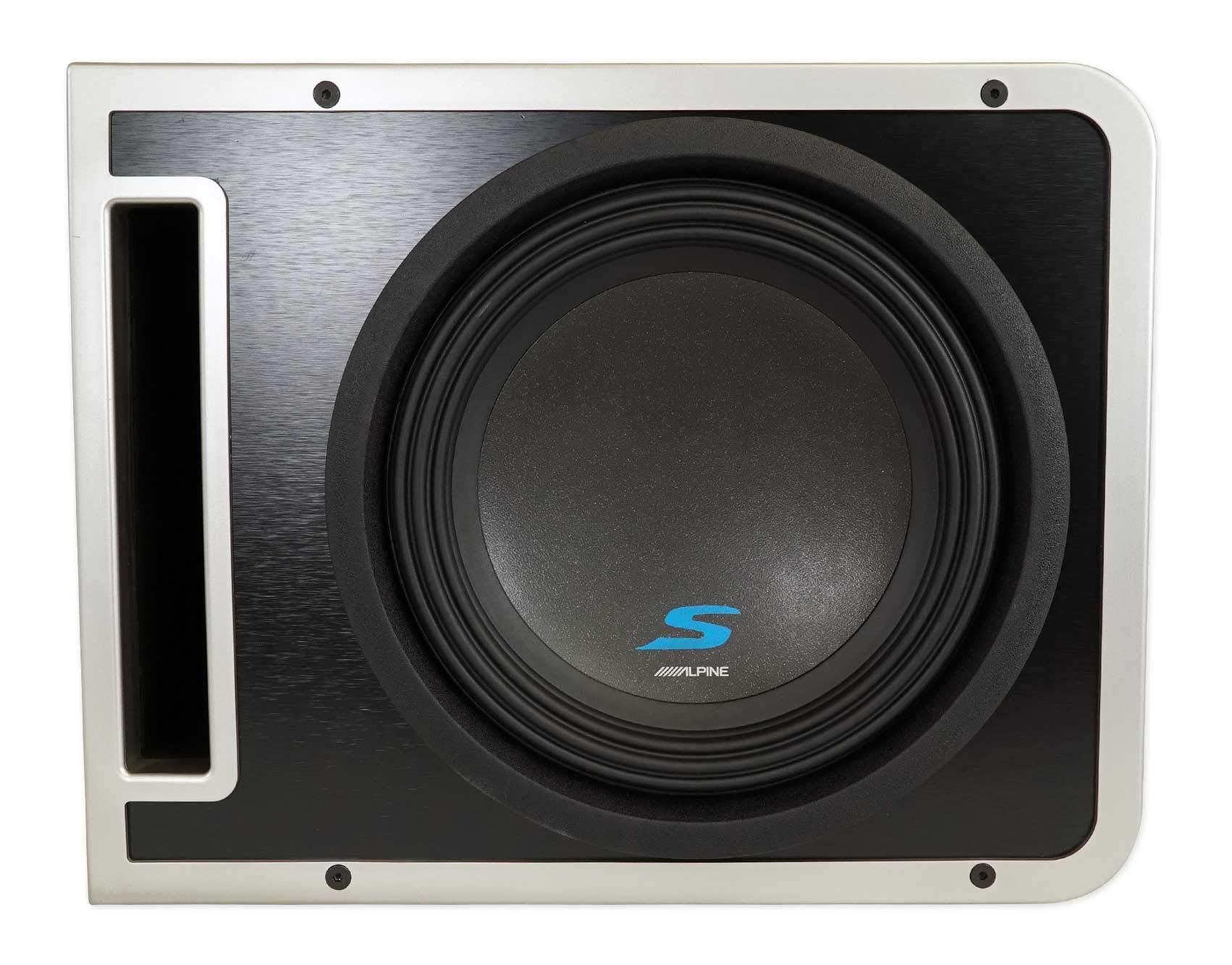 Alpine Alpine S-SB10V Loaded 10\" 600w S-W10D4 Sub Enclosure Box Bundle with ALPINE S-A60M 600 Watt RMS Mono Car Audio Amplifier Subwoofer Amp Class-D and Rockville RWK41 4 Gauge Car Amp Wiring Kit (3 Items)