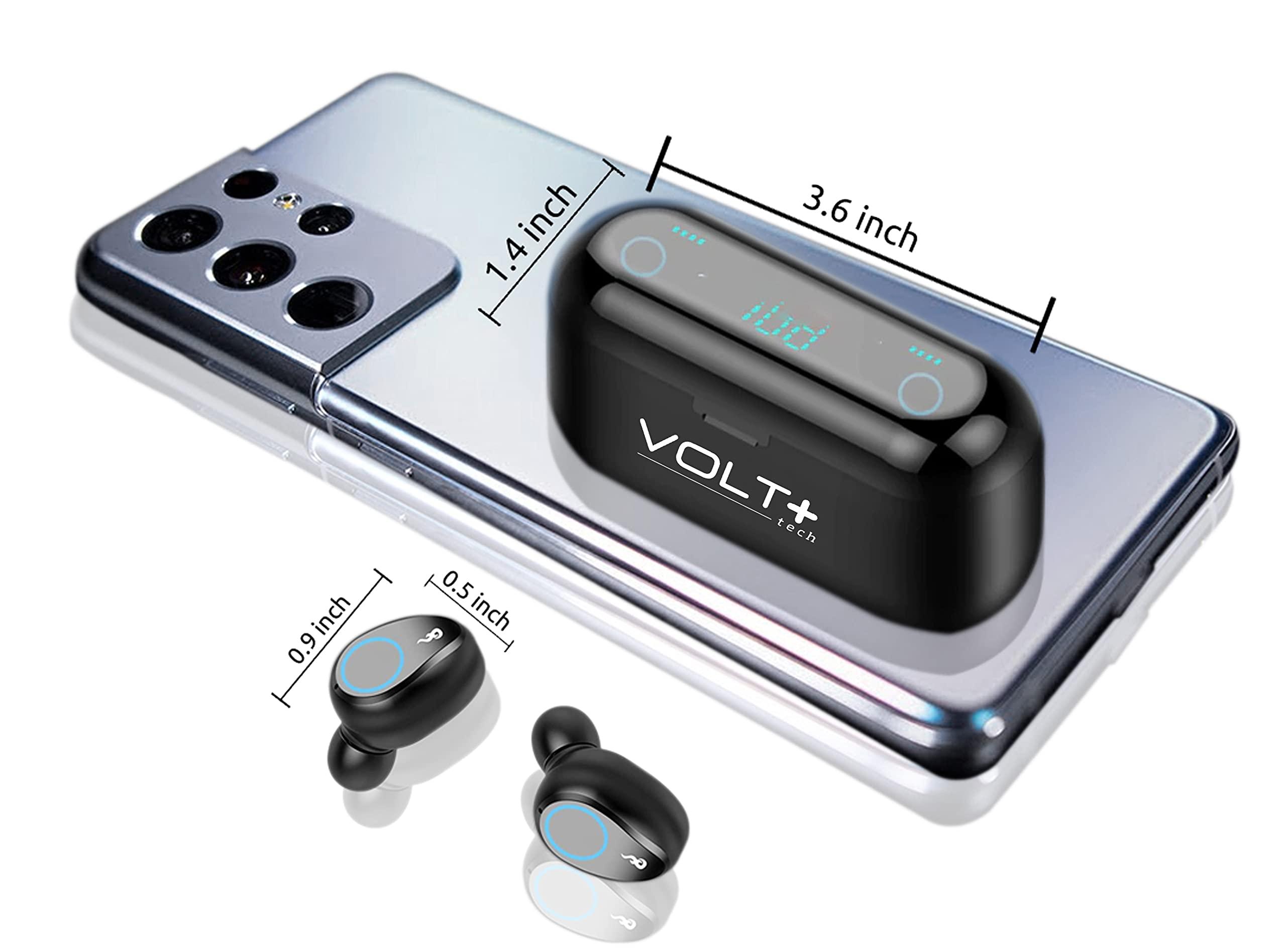 VOLT PLUS TECH Wireless V5.3 Bluetooth Earbuds Compatible with Vivo V30 Pro IPX6 Super Bass Plus 24Hrs Charging Travel Case for in-Ear Headphones