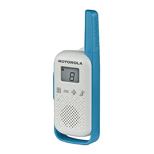 Motorola Solutions Motorola Solutions, Portable FRS, T114, Talkabout, Two-Way Radios, Battery Operated, 22 Channel, 16 Mile, White/Blue, 4 Pack