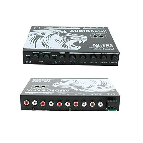 Audiobank Audiobank 5 Band in-Dash Stereo Graphic Equalizer with Line Driver with Three Stereo RCA Outputs/Frequency Response: 10Hz to 50000Hz 1dB / Maximum Output Voltage AB-EQ05
