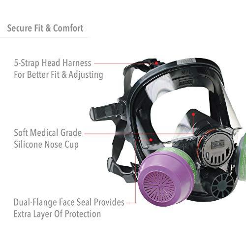 NORTH Honeywell North 7600 Series Niosh-Approved Full Facepiece Silicone Respirator, Small (760008AS)