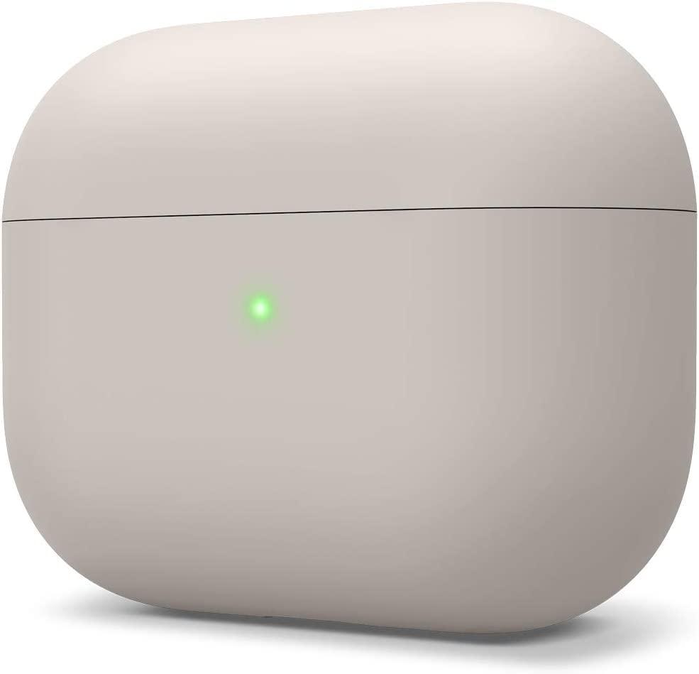 elago elago Liquid Silicone Case Compatible with AirPods Pro Case Cover - Triple Layer Protection, Safeguard Design, Supports Wireless Charging, Visible LED Light [Stone]