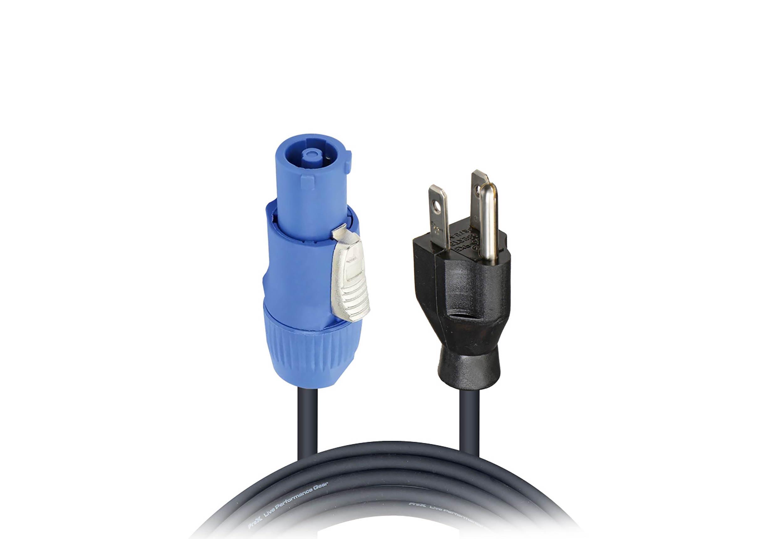 ProX Live Performance Gear ProX XC-PWCE14-06 6\' 14 AWG NEMA 5-15 Edison to PowerCon Blue Male High Performance Power Cord