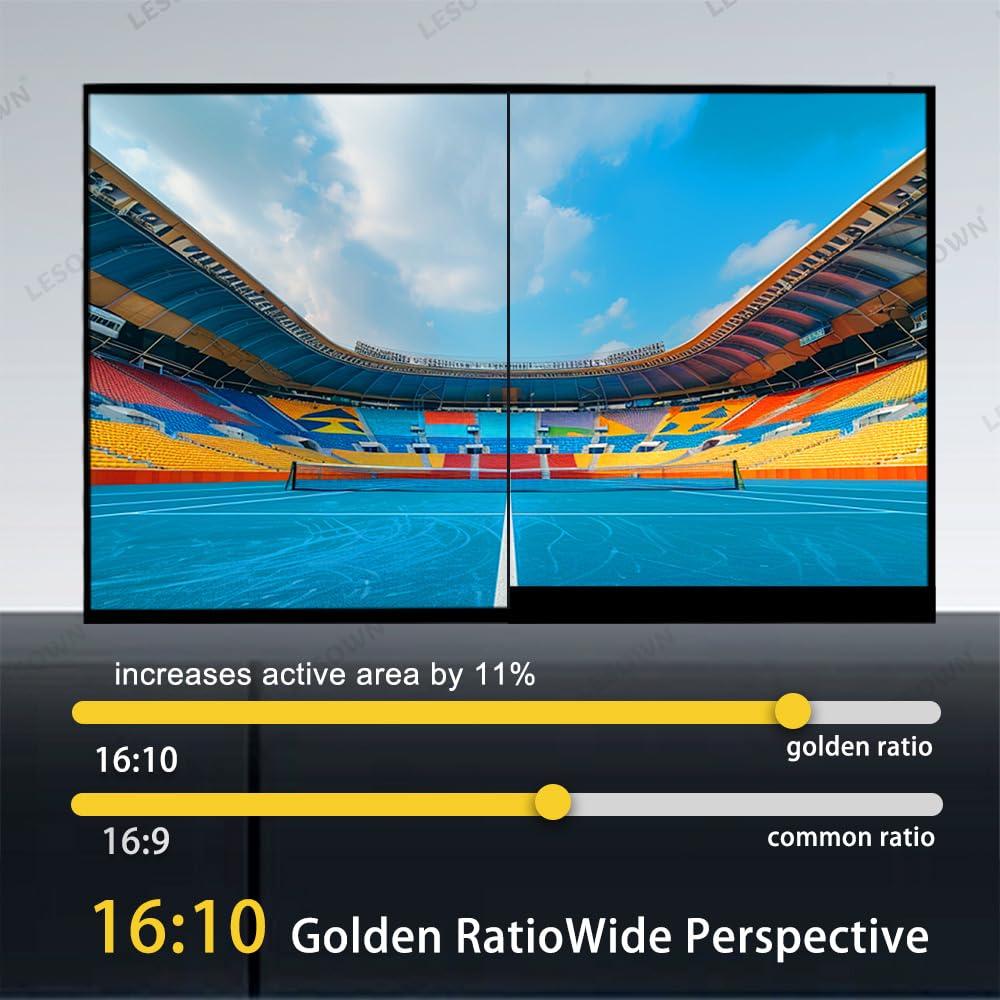 LESOWN LESOWN 18\" 1920x1200 Ultra Thin Portable Gaming Monitor Widescreen 100% sRGB 400Nits VESA USB-C External Display, Built-in Speakers (18\" 1200P 120Hz No Touch)