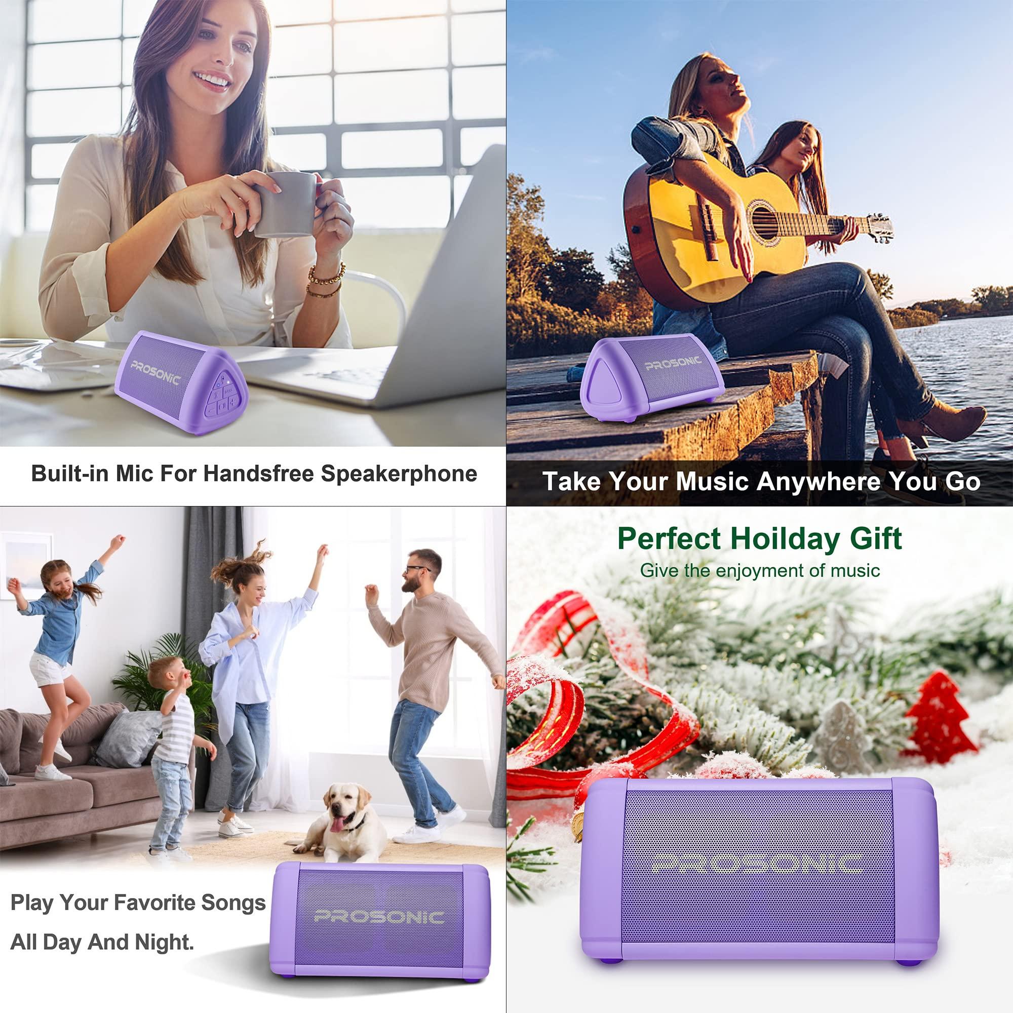 P Prosonic Prosonic BT3 Portable Wireless Bluetooth Speaker with 10W Stereo Sound & Bass Boost -Rich Sound & Intense Bass -Bluetooth 5.0 -Microphone -IPX5 - in & Outdoor Speaker (Purple)