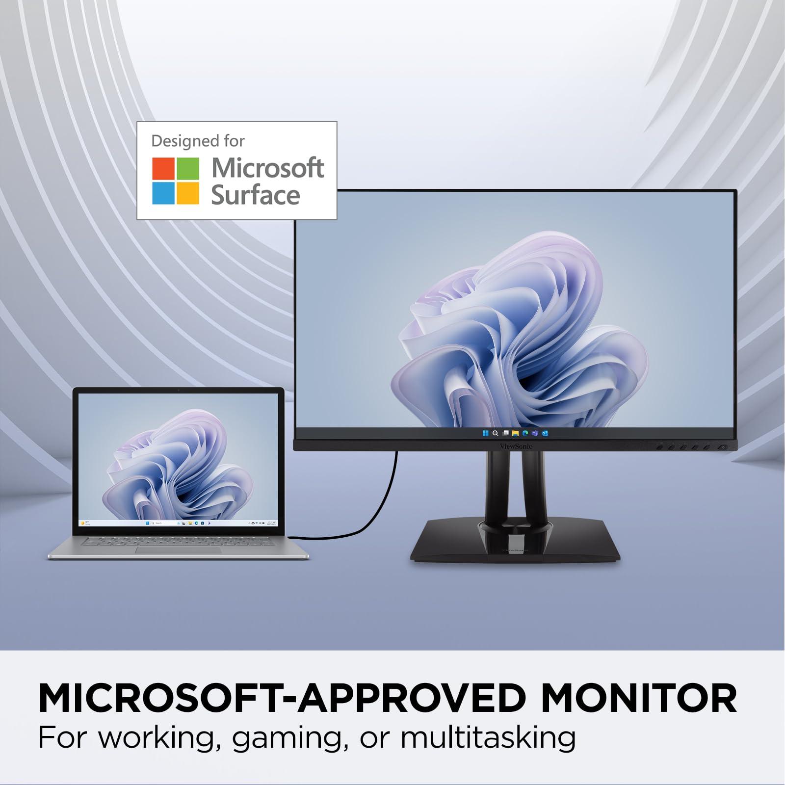 ViewSonic ViewSonic VP275-4K 27 Inch IPS 4K UHD Monitor Designed for Surface, Advanced Ergonomics, 100% sRGB, 60W USB C, HDMI and DisplayPort